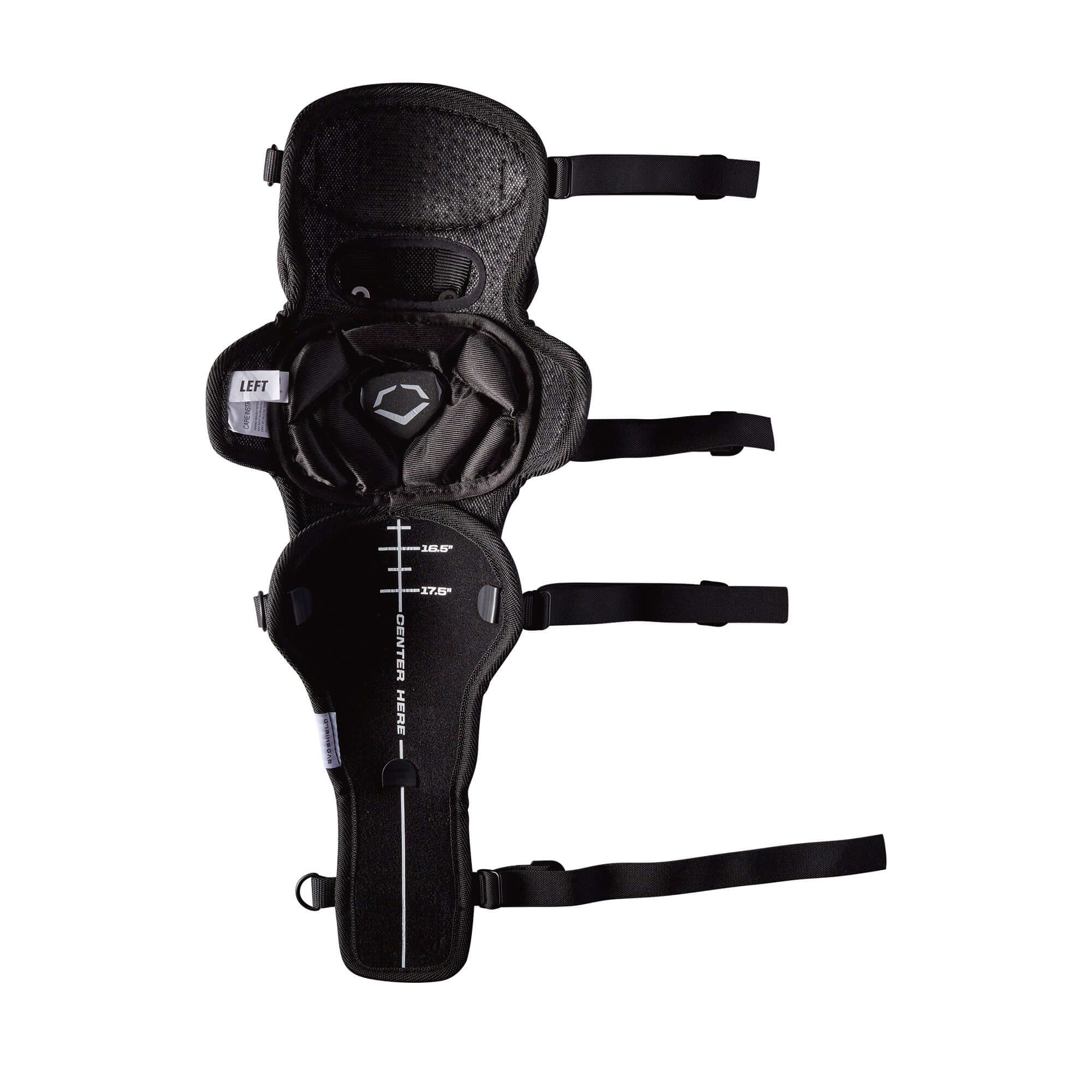 Evoshield Adult Pro-SRZ Catcher's Upper Leg Guards in black, featuring adjustable straps and reinforced construction for optimal fit.