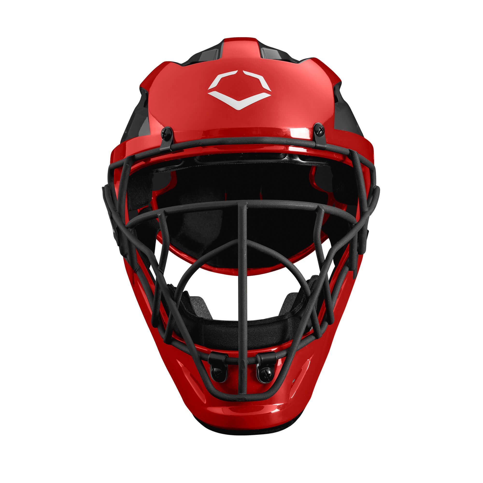 Evoshield Pro-SRZ Catcher's Helmet Scarlet with low profile facemask for increased visibility