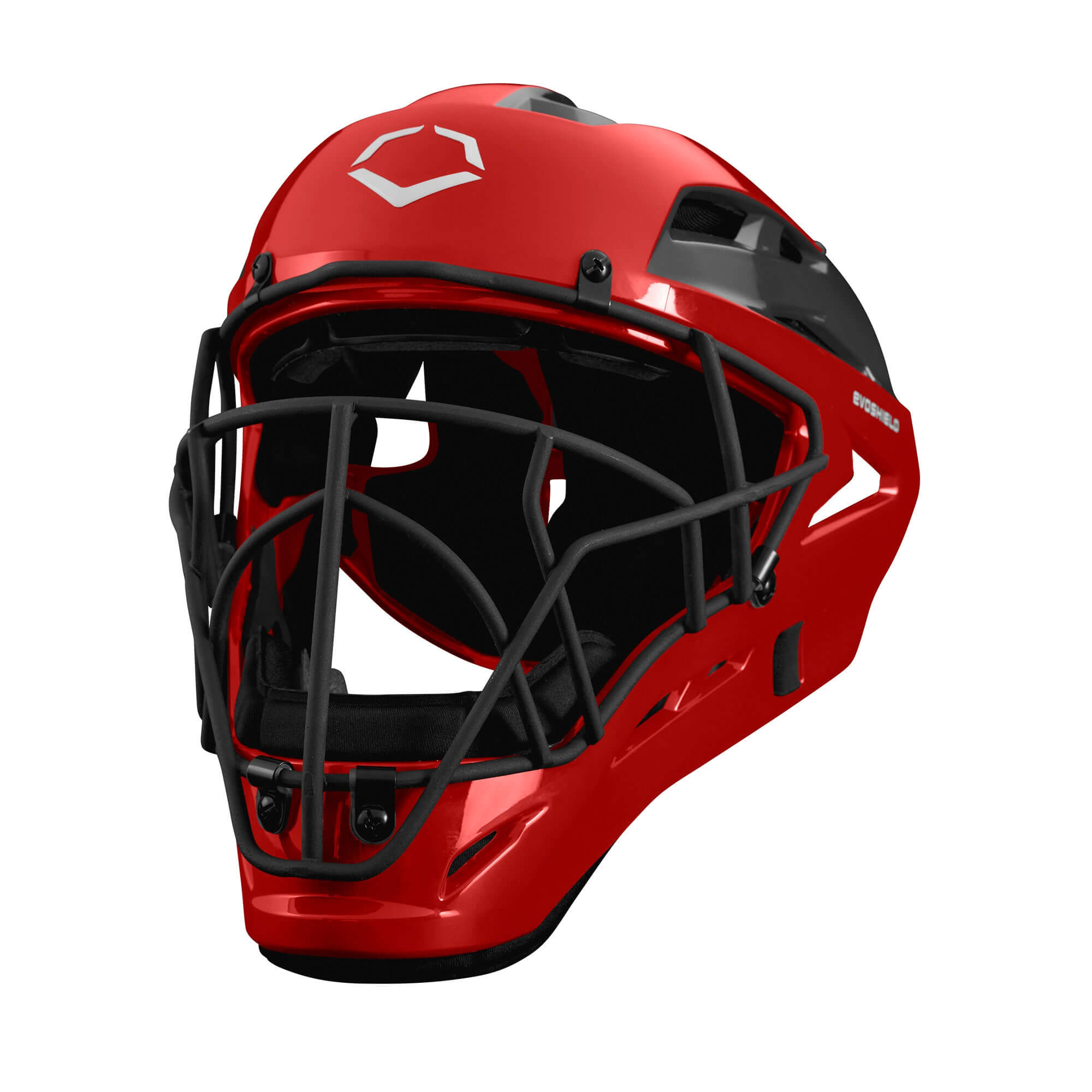 Evoshield Pro-SRZ Catcher's Helmet Scarlet with low profile facemask for increased visibility