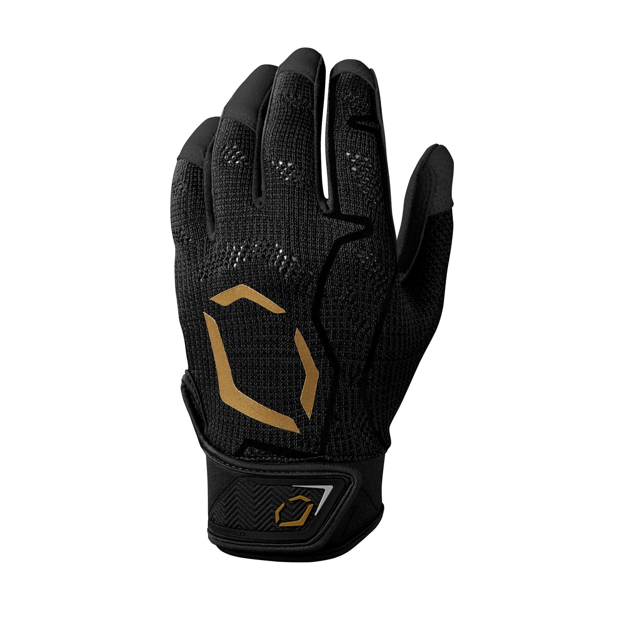 Evoshield Adult Pro-SRZ Batting Gloves, black, with lightweight knit material and sheepskin leather palm