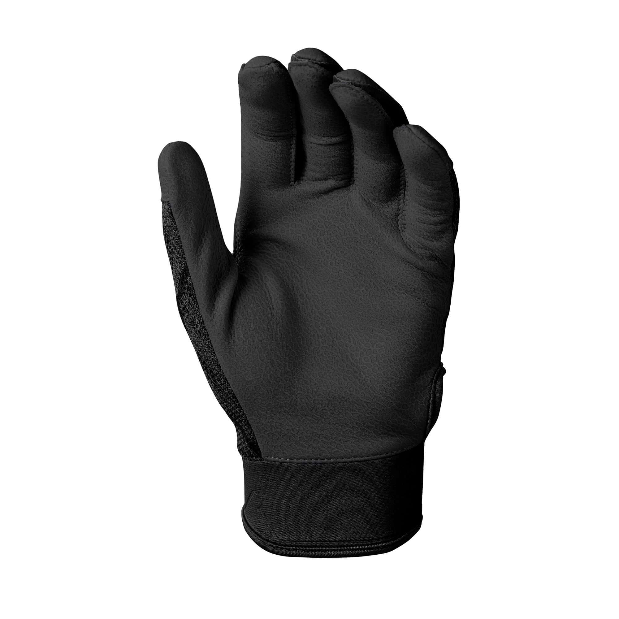 Evoshield Adult Pro-SRZ Batting Gloves, black, with lightweight knit material and sheepskin leather palm