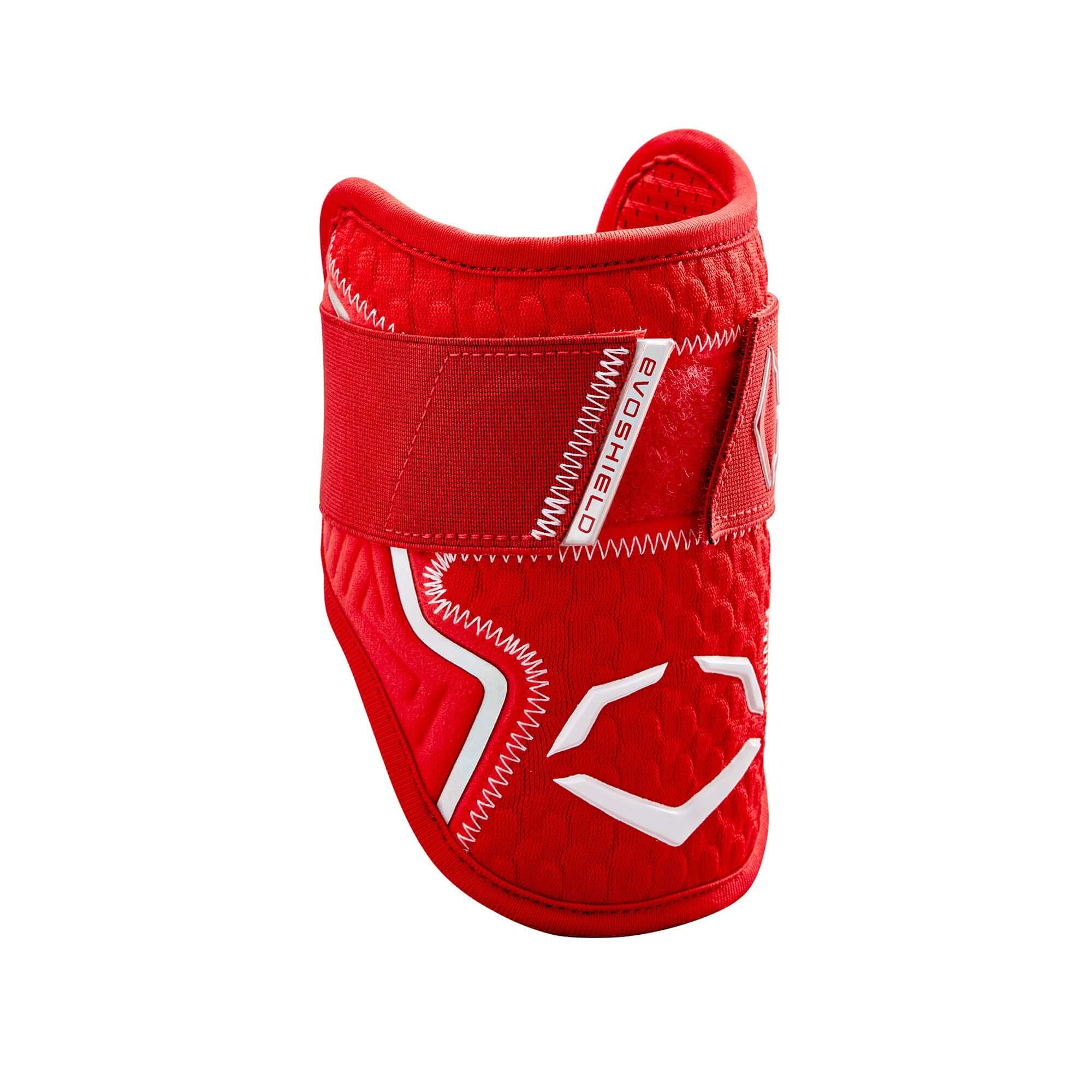 Evoshield Pro-SRZ 2.0 Elbow Guard in Scarlet, featuring Gel-to-Shell Technology for custom fit and protection.