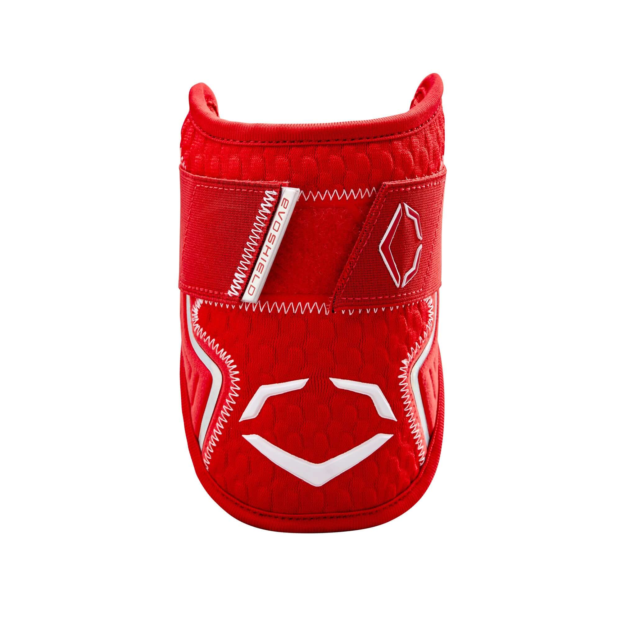 Evoshield Pro-SRZ 2.0 Elbow Guard in Scarlet, featuring Gel-to-Shell technology for a custom fit and maximum protection.
