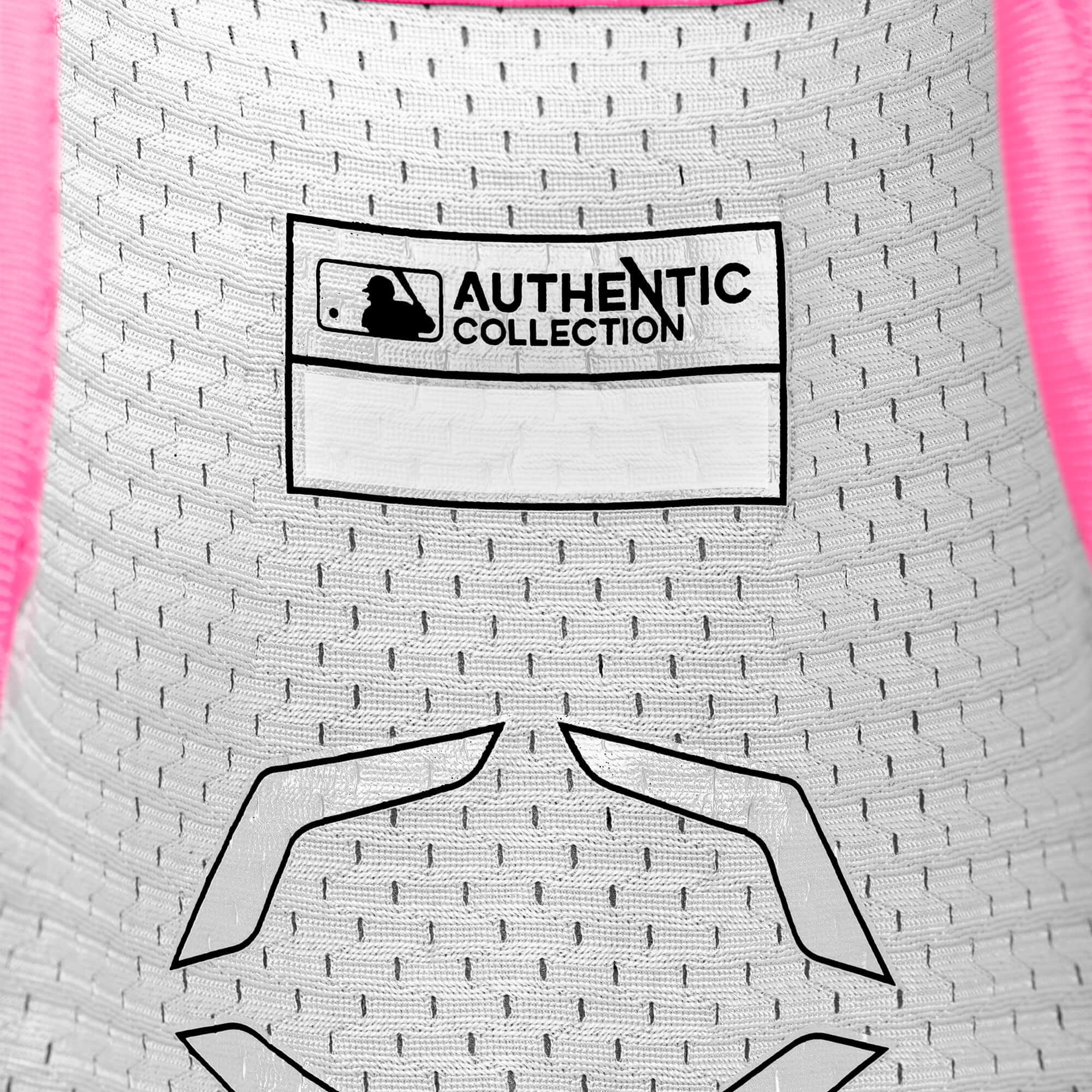 Authentic Collection label on Evoshield Pro-SRZ 2.0 Batter's Elbow Guard in pink with unique design details.