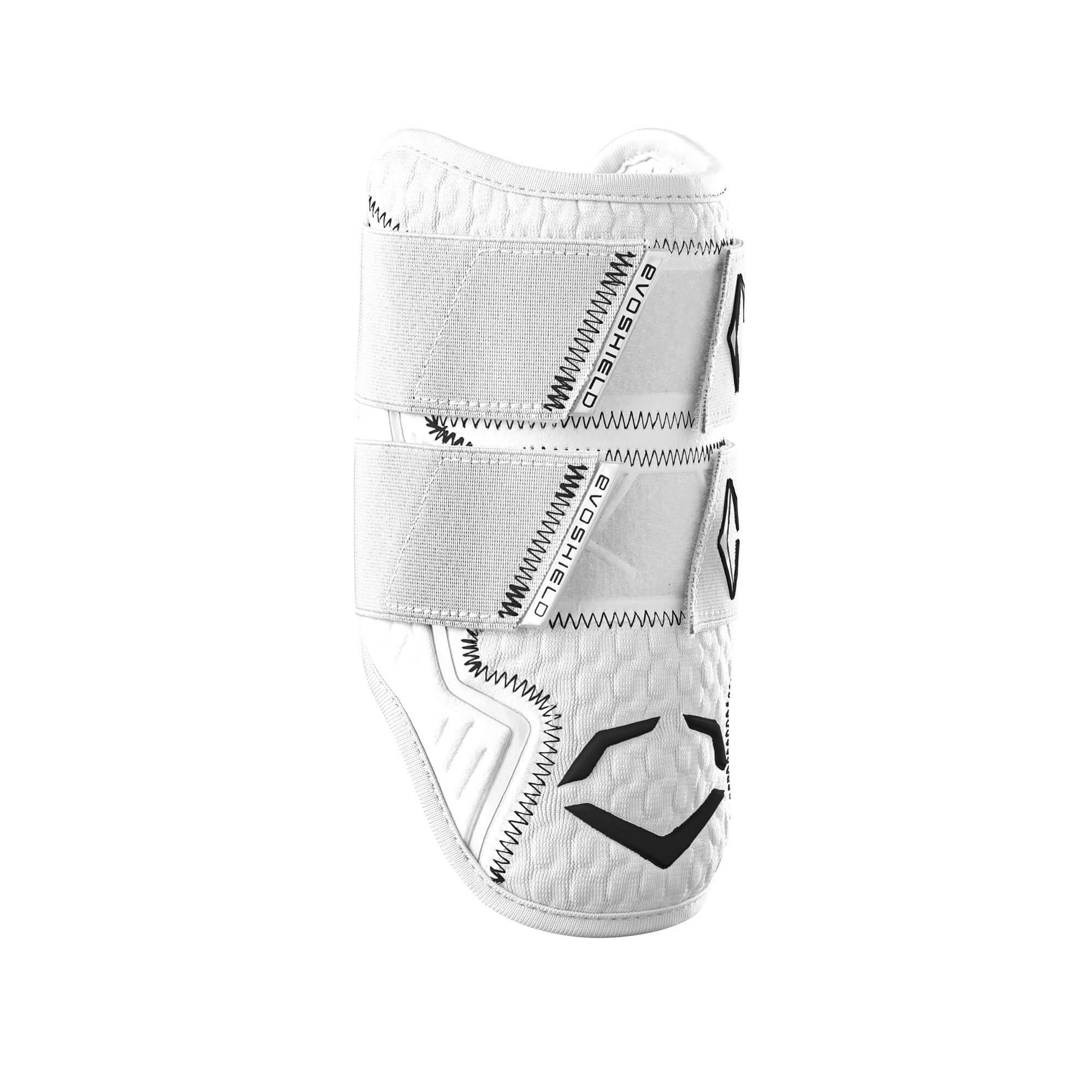Evoshield Pro-SRZ 2.0 Batter's Double Strap Elbow Guard White, custom fit, high protection.