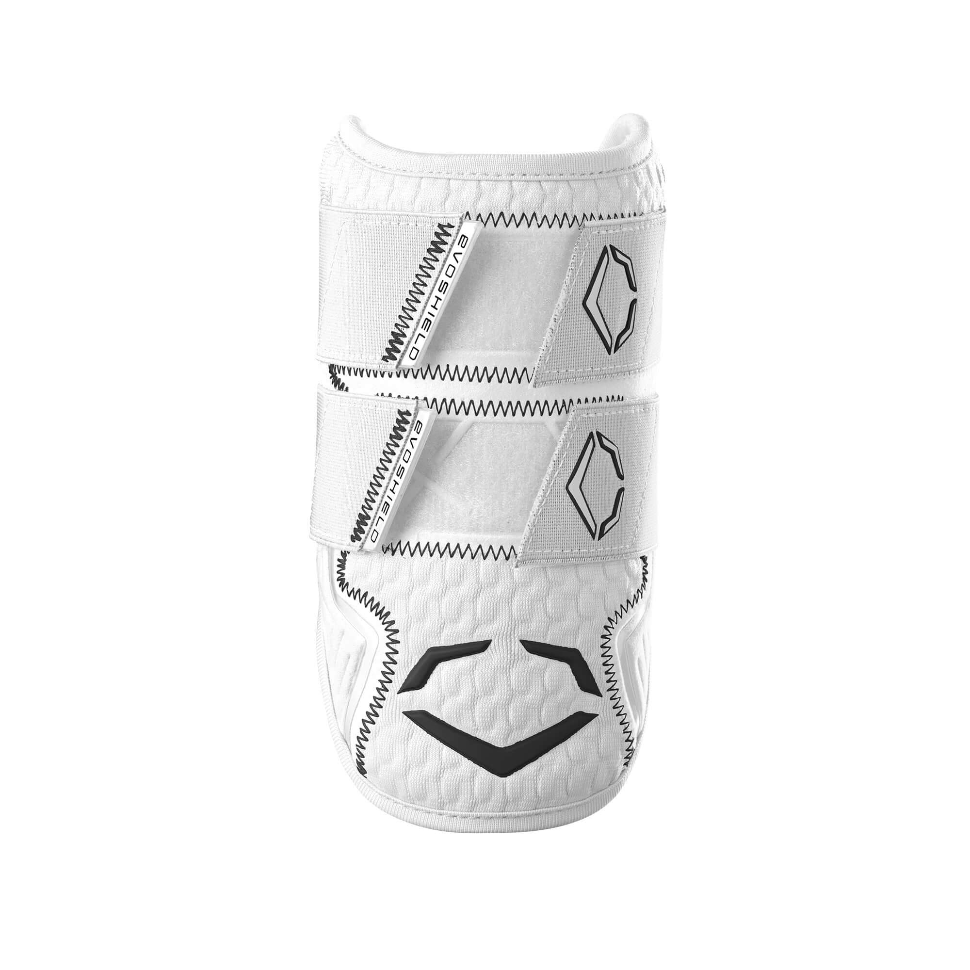 Evoshield Pro-SRZ 2.0 Batter's Double Strap Elbow Guard White, custom fit, high protection.