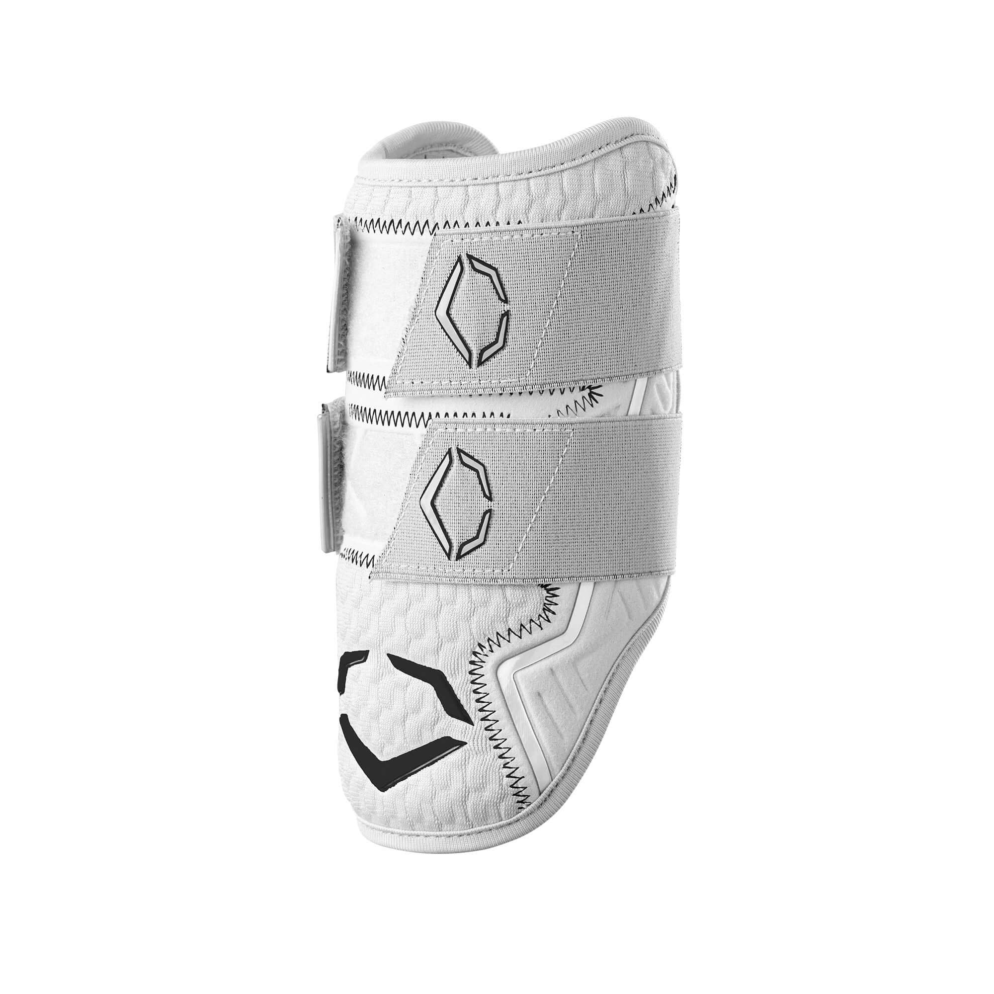 Evoshield Pro-SRZ 2.0 Batter's Double Strap Elbow Guard White, custom fit, high protection.