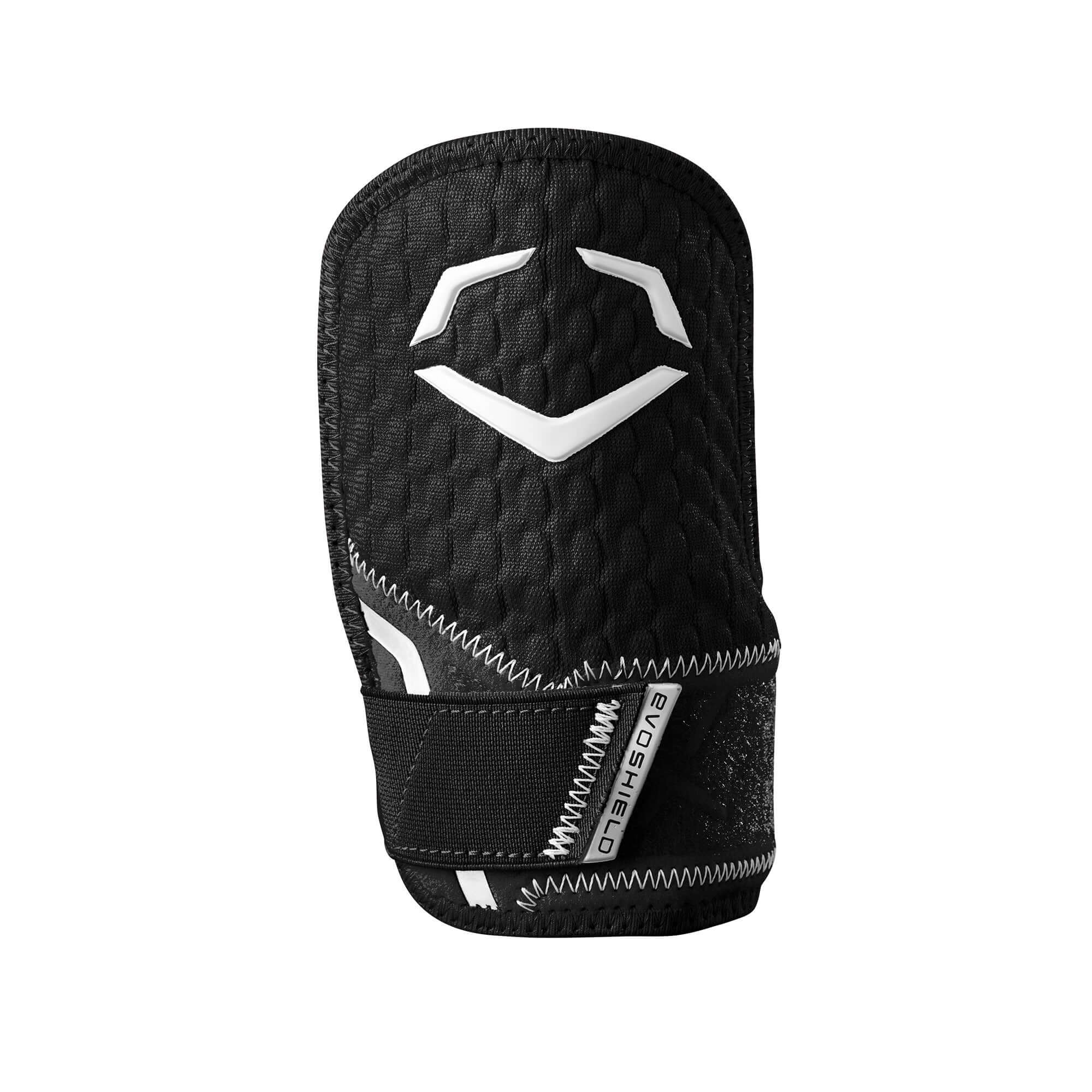Evoshield Pro-SRZ 2.0 Batter’s Hand Guard in black, featuring Gel-to-Shell® Technology for optimal protection.