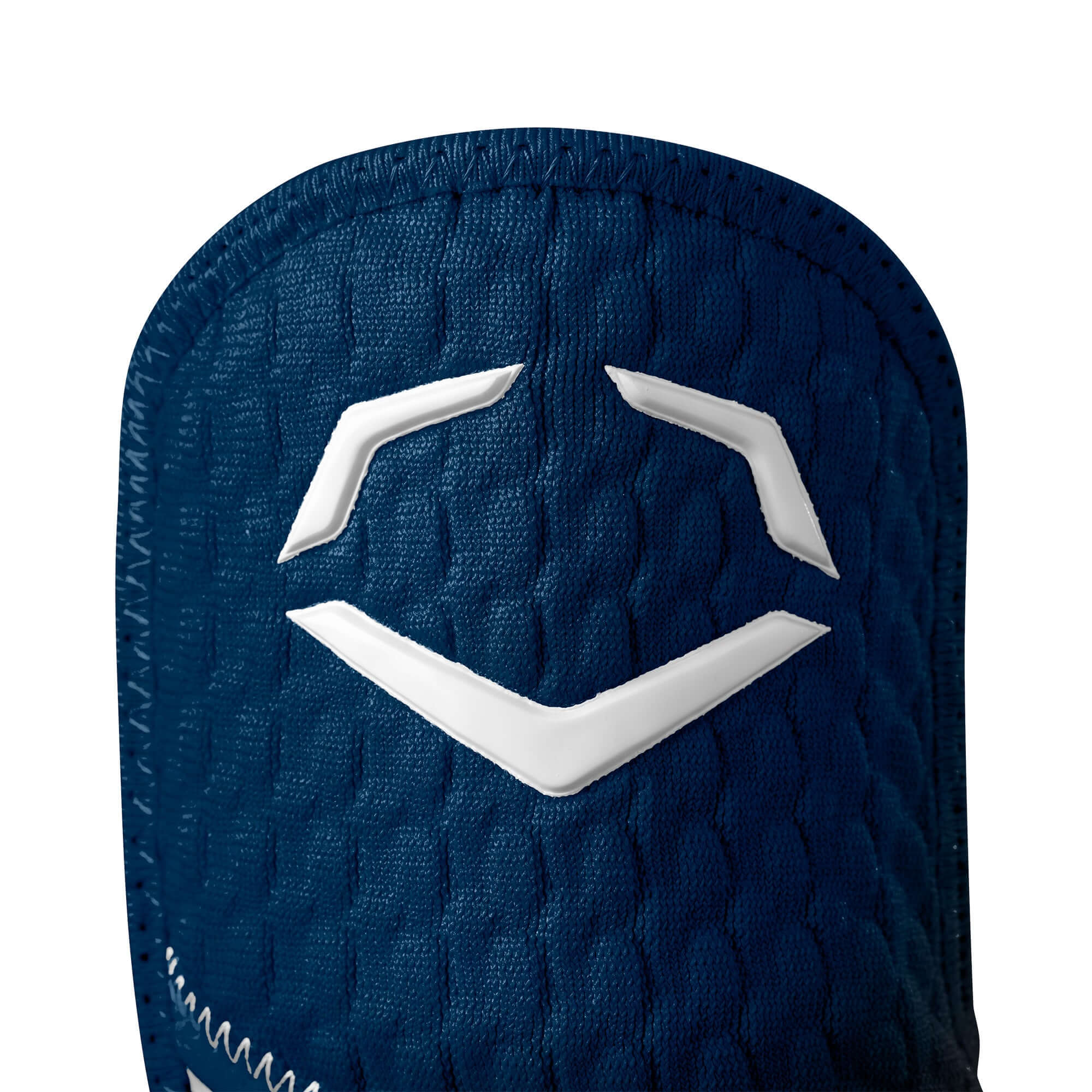 Close-up of Evoshield Pro-SRZ 2.0 Batter’s Hand Guard in navy, showcasing Gel-to-Shell® Technology and protective design.