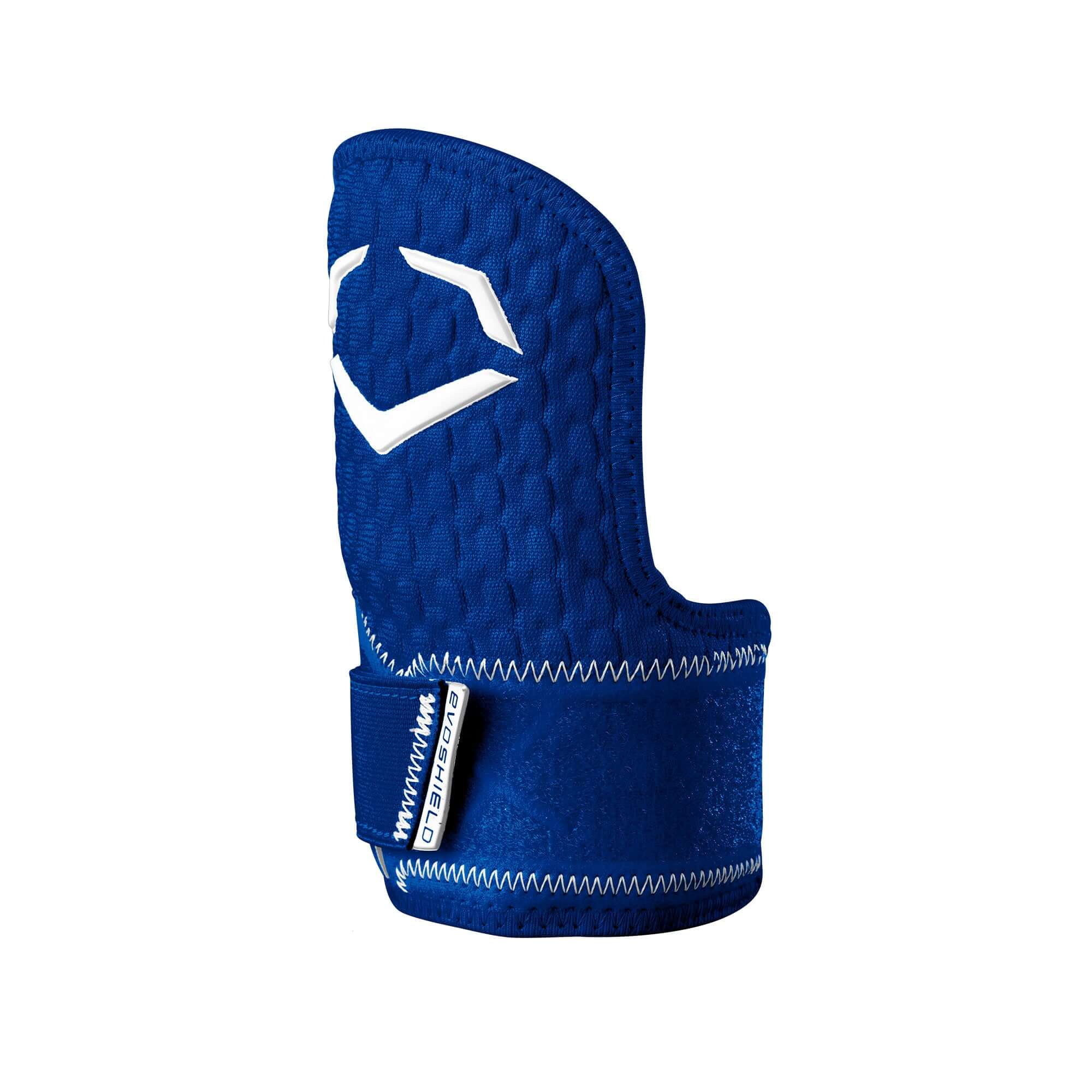 Evoshield Pro-SRZ 2.0 Batter’s Hand Guard in blue, featuring Gel-to-Shell® Technology for optimal hand protection.