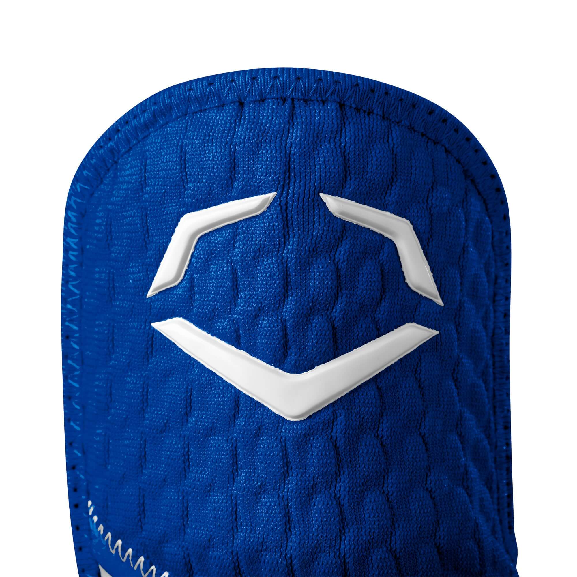 Evoshield Pro-SRZ 2.0 Batter’s Hand Guard in blue showing Gel-to-Shell® Technology for optimal protection.