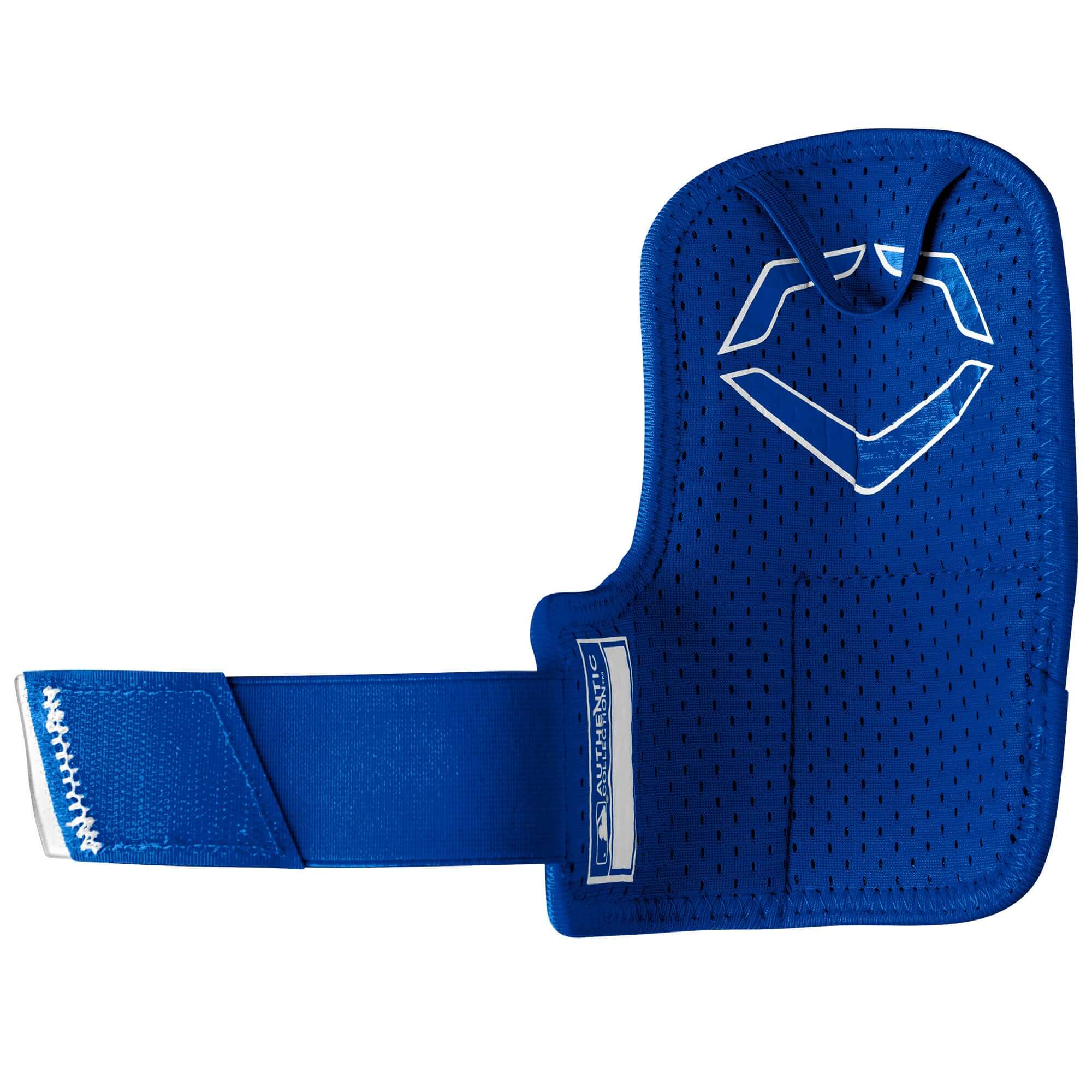 Evoshield Pro-SRZ 2.0 Batter’s Hand Guard in blue, featuring Gel-to-Shell® Technology for ultimate hand protection.