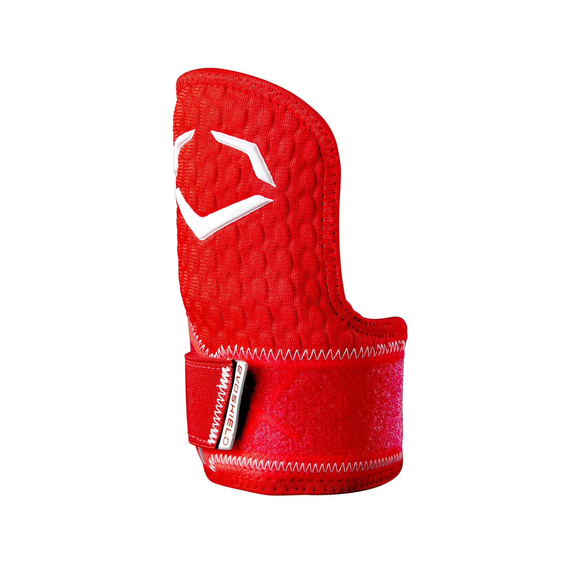Evoshield Pro-SRZ 2.0 Batter’s Hand Guard in red, designed for ultimate protection at the plate with Gel-to-Shell® Technology.