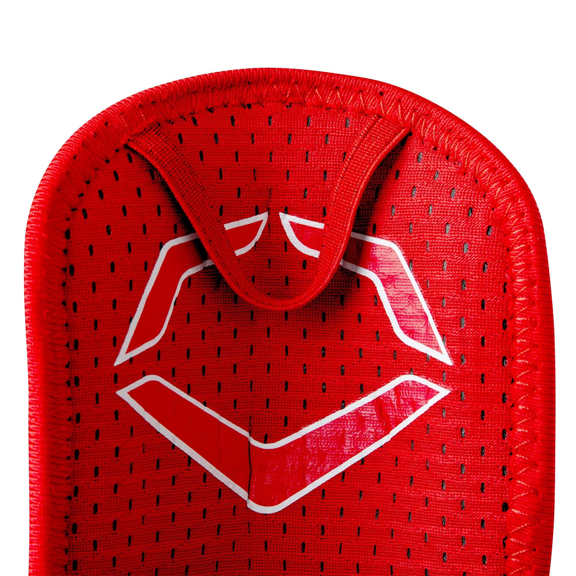 Evoshield Pro-SRZ 2.0 Batter’s Hand Guard showing the red design and logo detail on the protective gear.