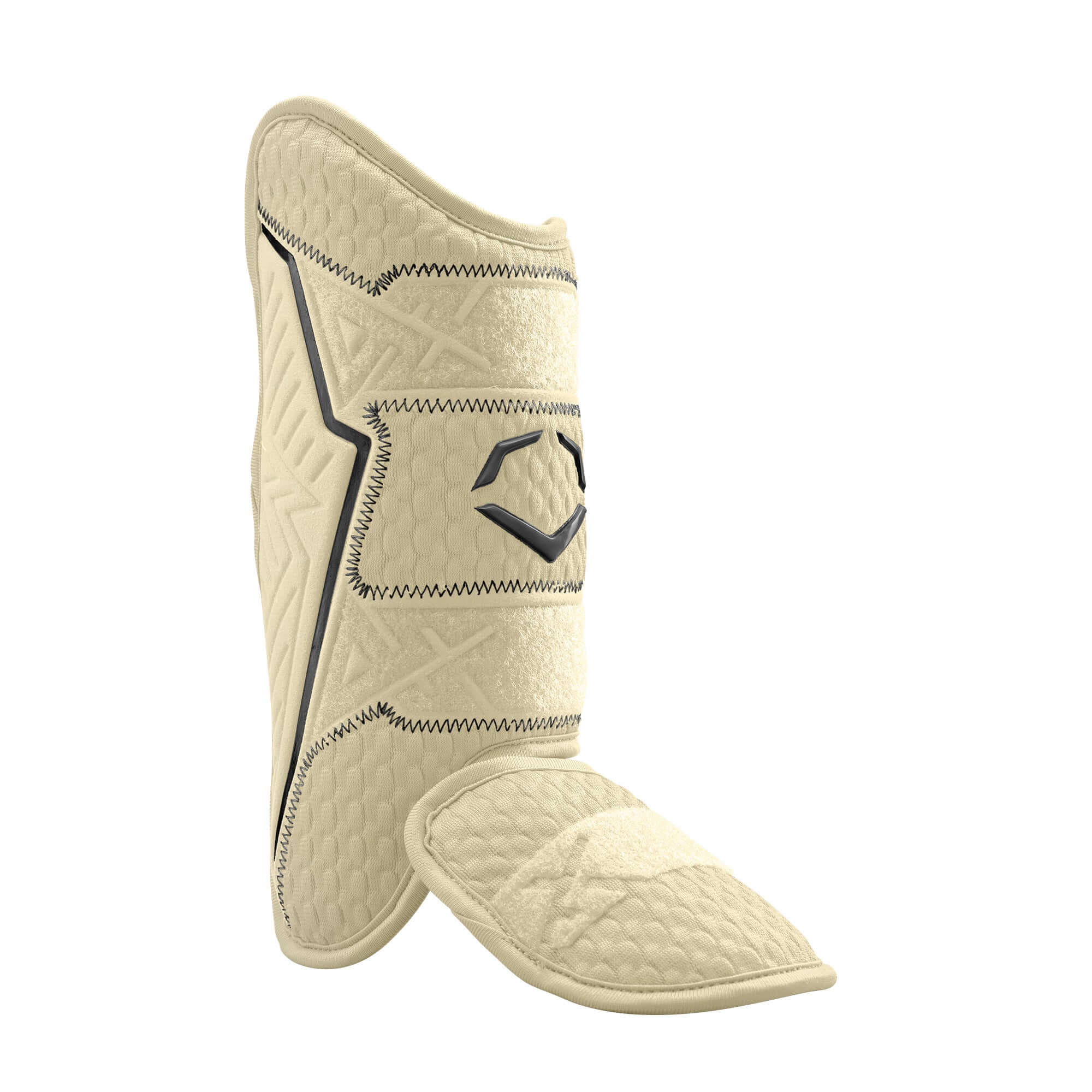 Evoshield PRO-SRZ 2.0 Batter's Leg Guard LHH in Sand color with iridescent accents and ergonomic design.
