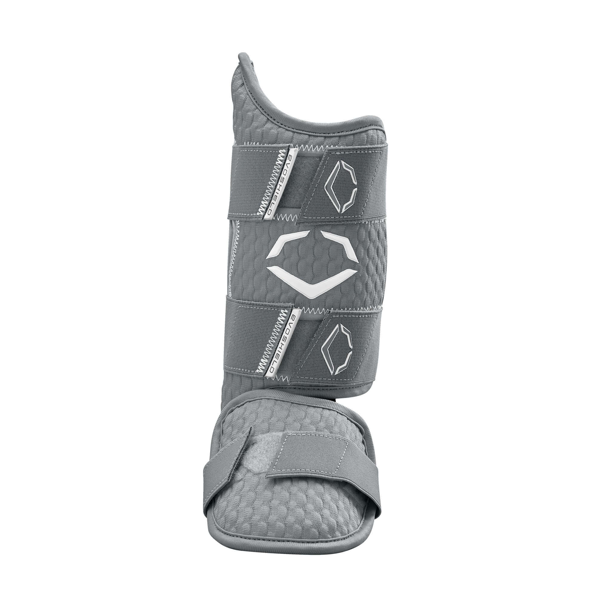 Evoshield Pro-SRZ 2.0 Batter's Leg Guard in gray, featuring Gel-to-Shell Technology for customized protection.