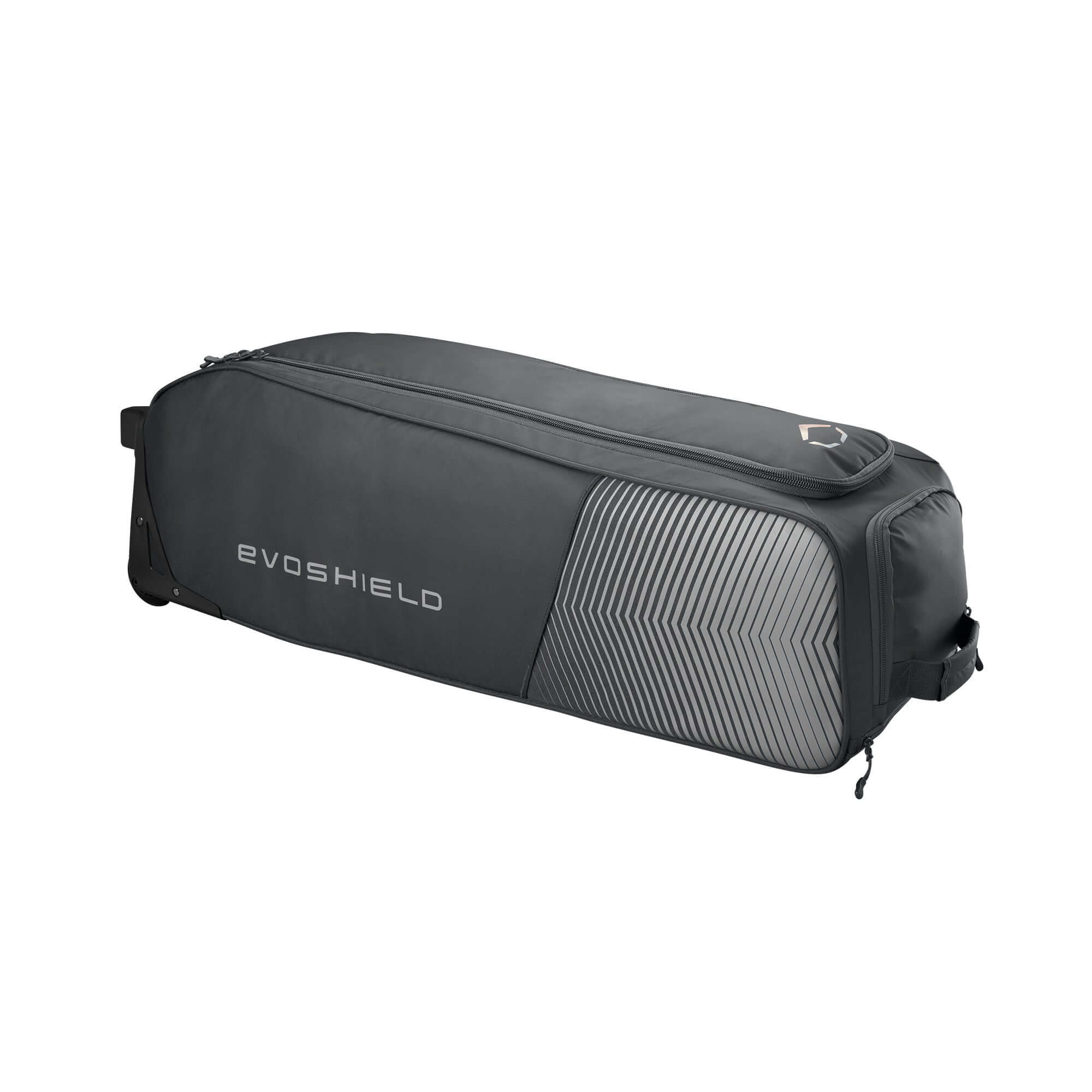 EvoShield Tone Set Wheeled Bag with rugged wheels for easy transport of sports equipment and accessories.