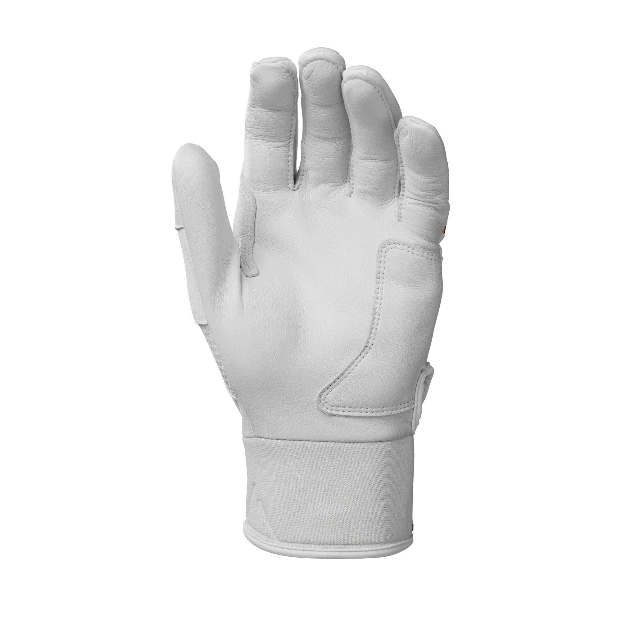 Evoshield Adult Carbyne Batting Gloves in team white showing palm view for superior grip and flexibility.