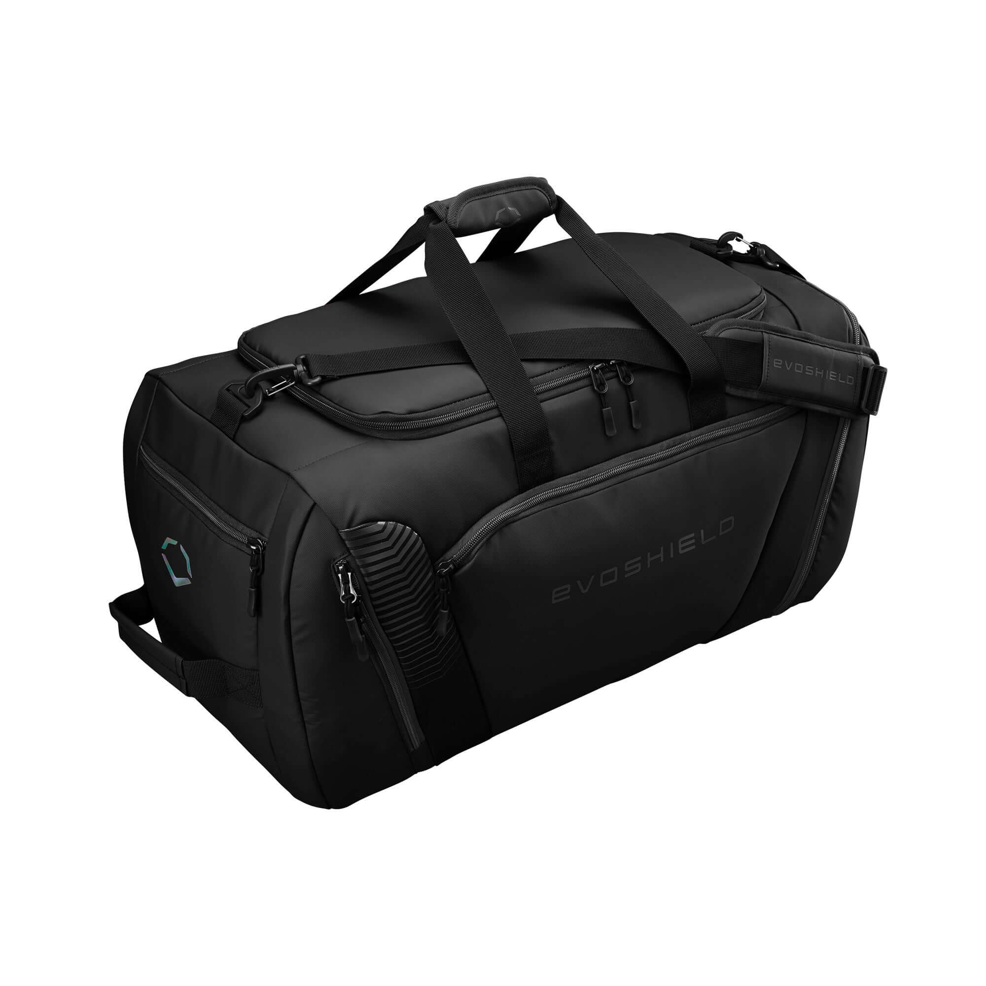 Evoshield Tone Set Player's Duffle Bag in black, designed for storage of sports gear and equipment.