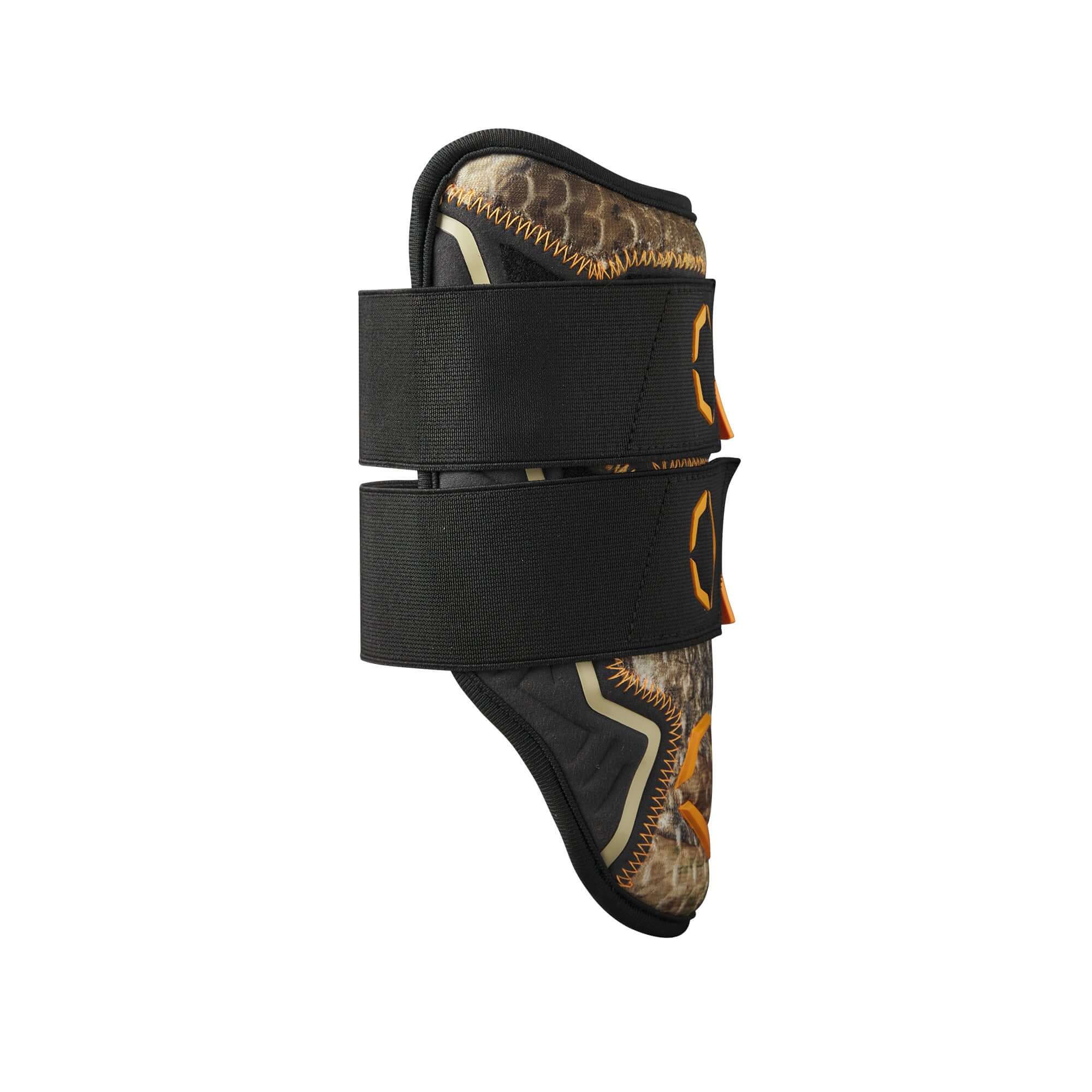 Evoshield Pro-SRZ 2.0 Camo Elbow Guard with double strap design and Gel-to-Shell Technology for enhanced protection.