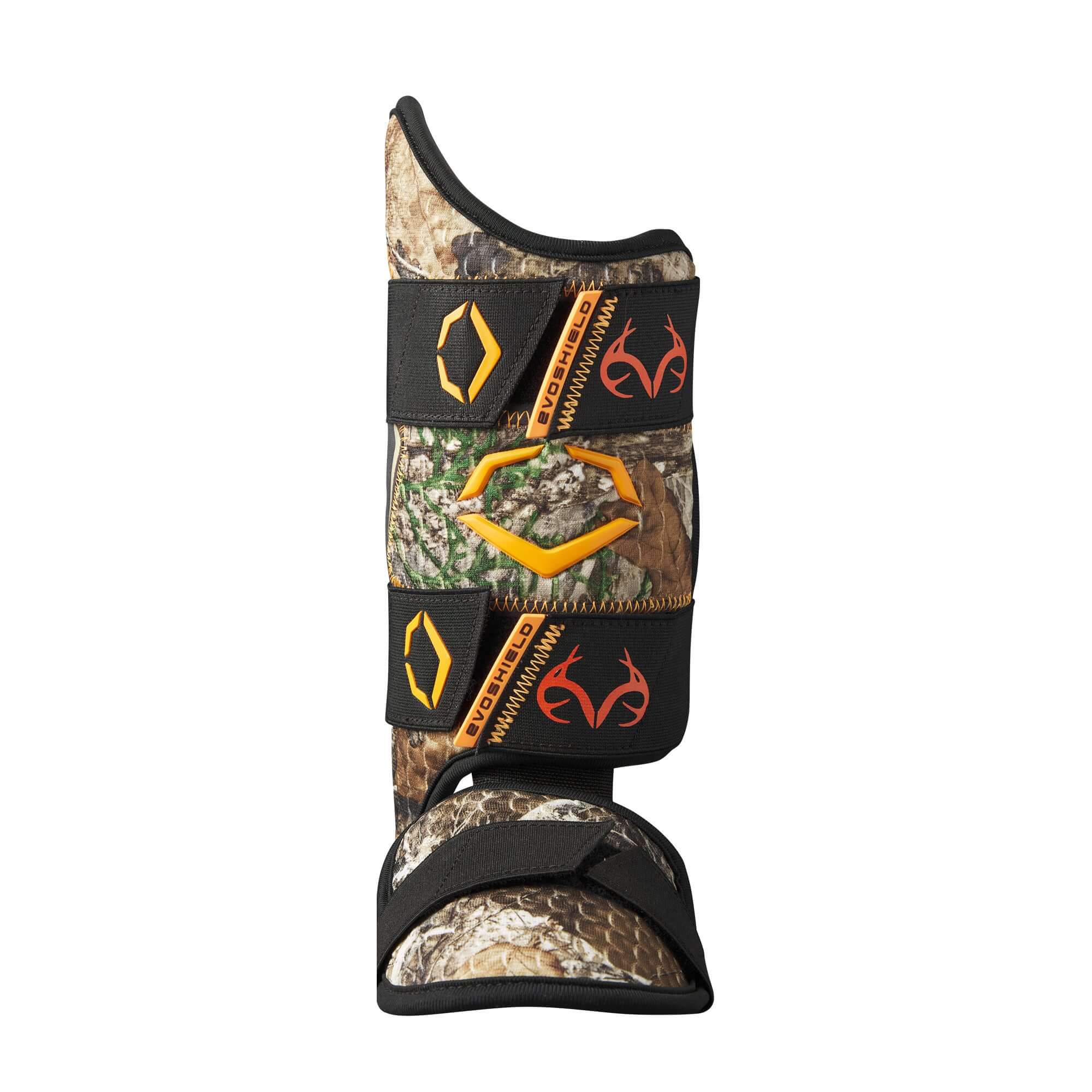 Evoshield PRO-SRZ 2.0 Batter's Leg Guard in Realtree EDGE® Camo with adjustable straps and Gel-to-Shell® Technology.