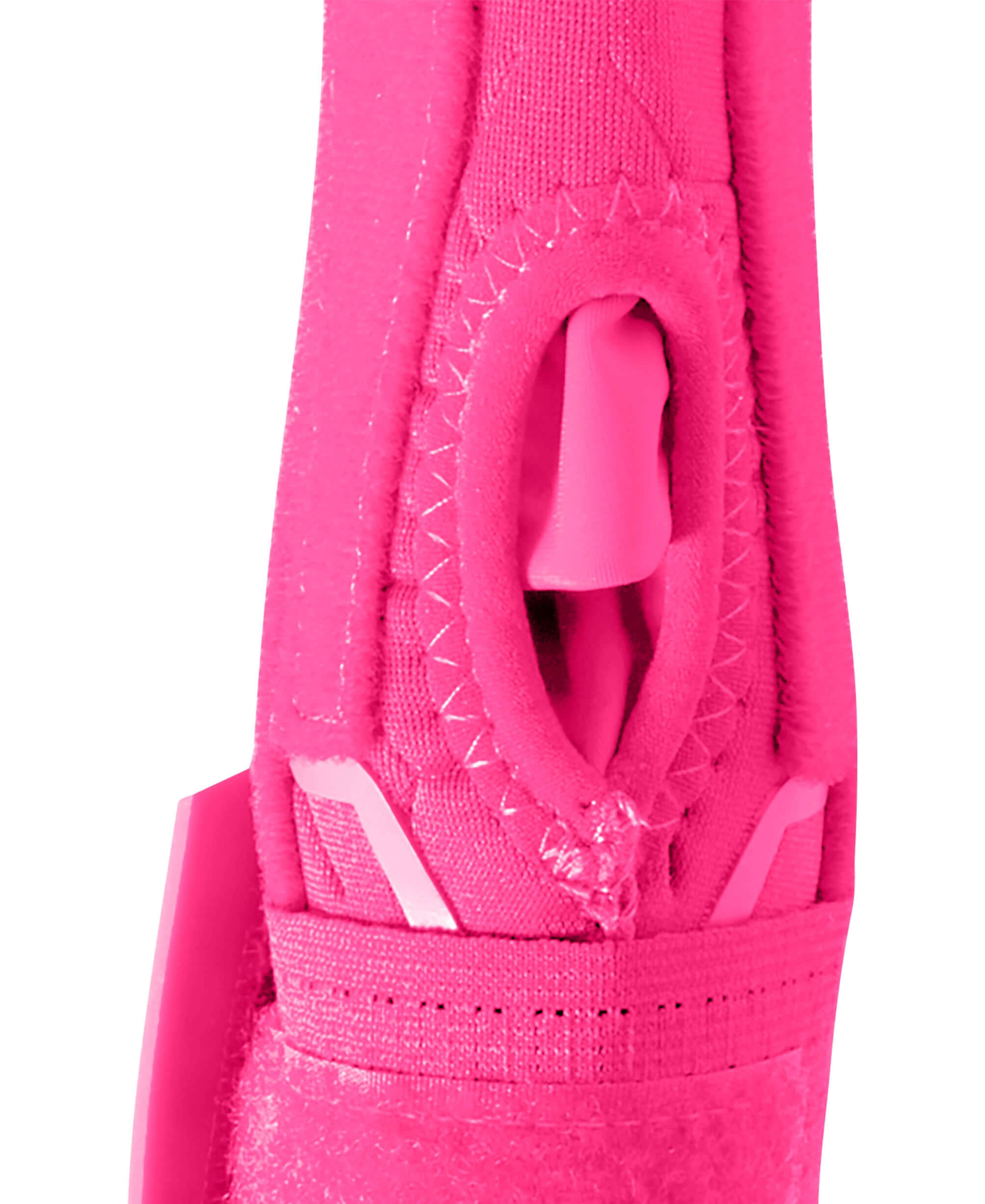 Close-up of the pink Evoshield Sliding Mitt 2.0 showcasing the finger dexterity improvements and protective design.