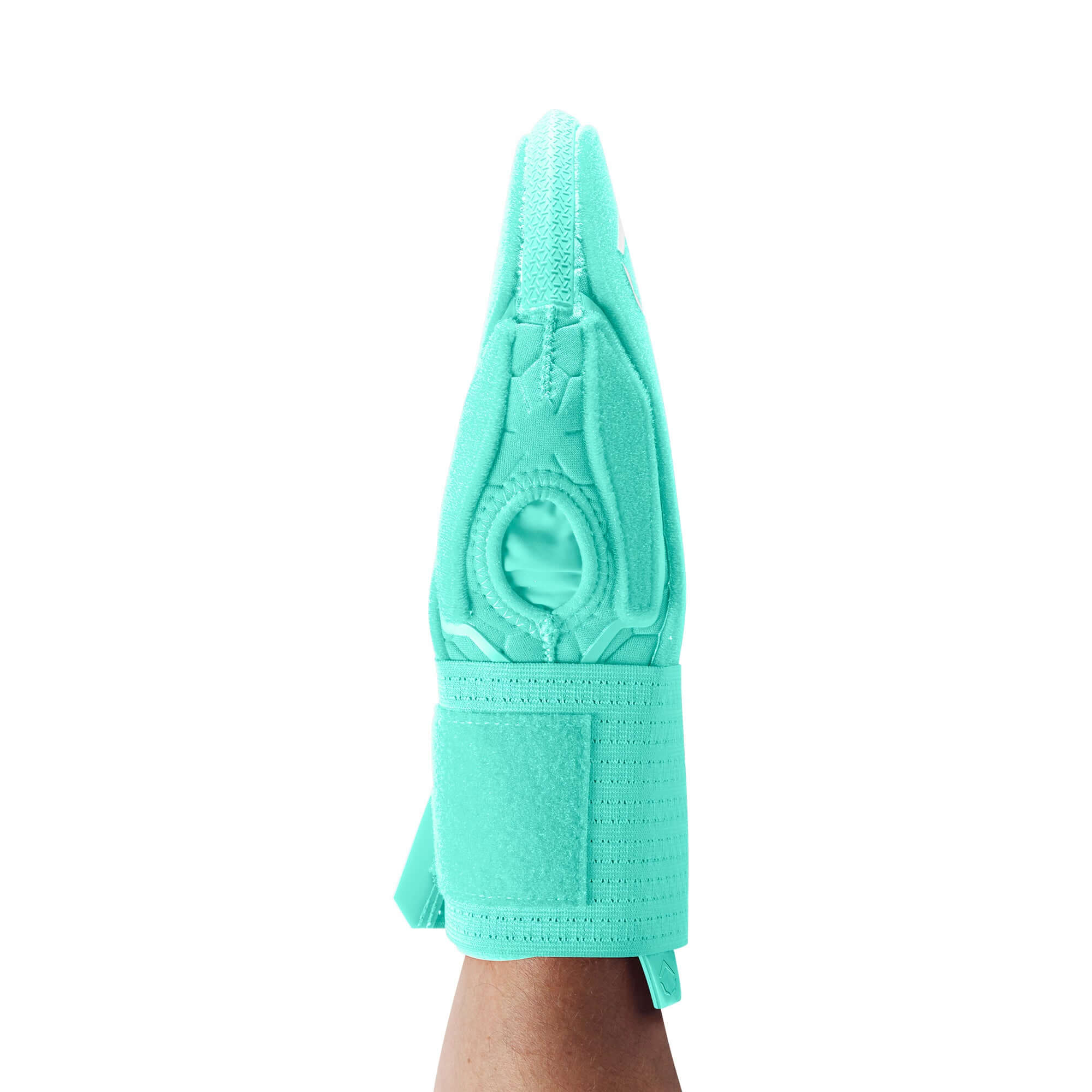 Evoshield Sliding Mitt 2.0 in turquoise, showcasing its protective design for safe base stealing.