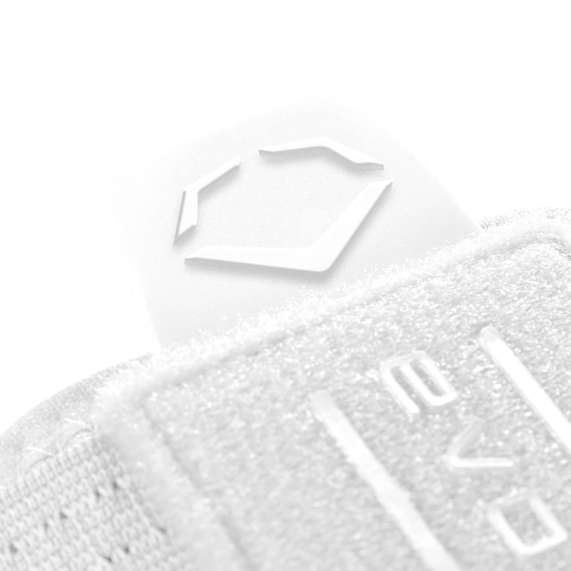 Close-up of the Evoshield logo on the Sliding Mitt 2.0, showcasing its sleek design and branding details.