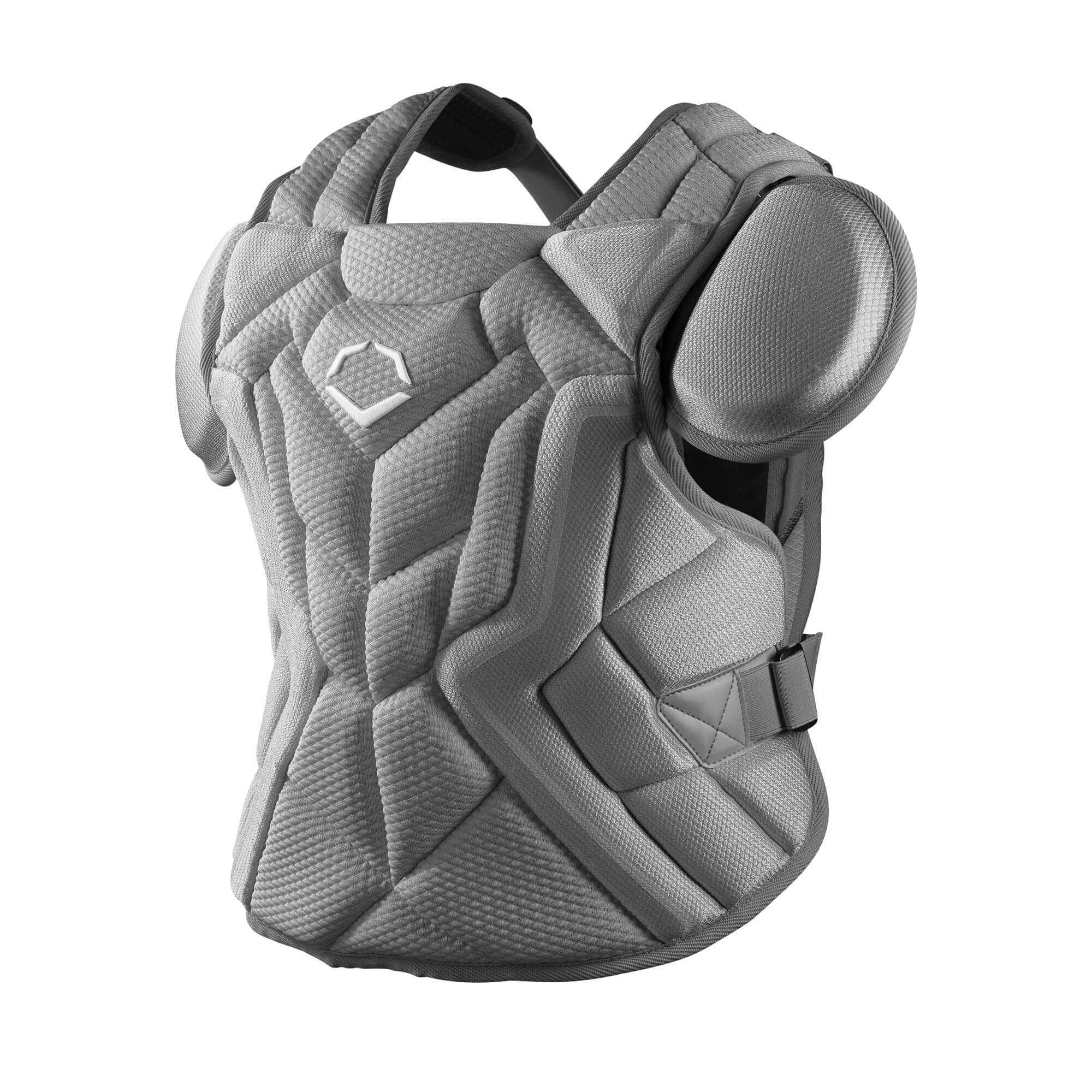 Evoshield Pro-SRZ 2.0 Baseball Catcher's Chest Protector in grey, designed for enhanced protection and comfort.