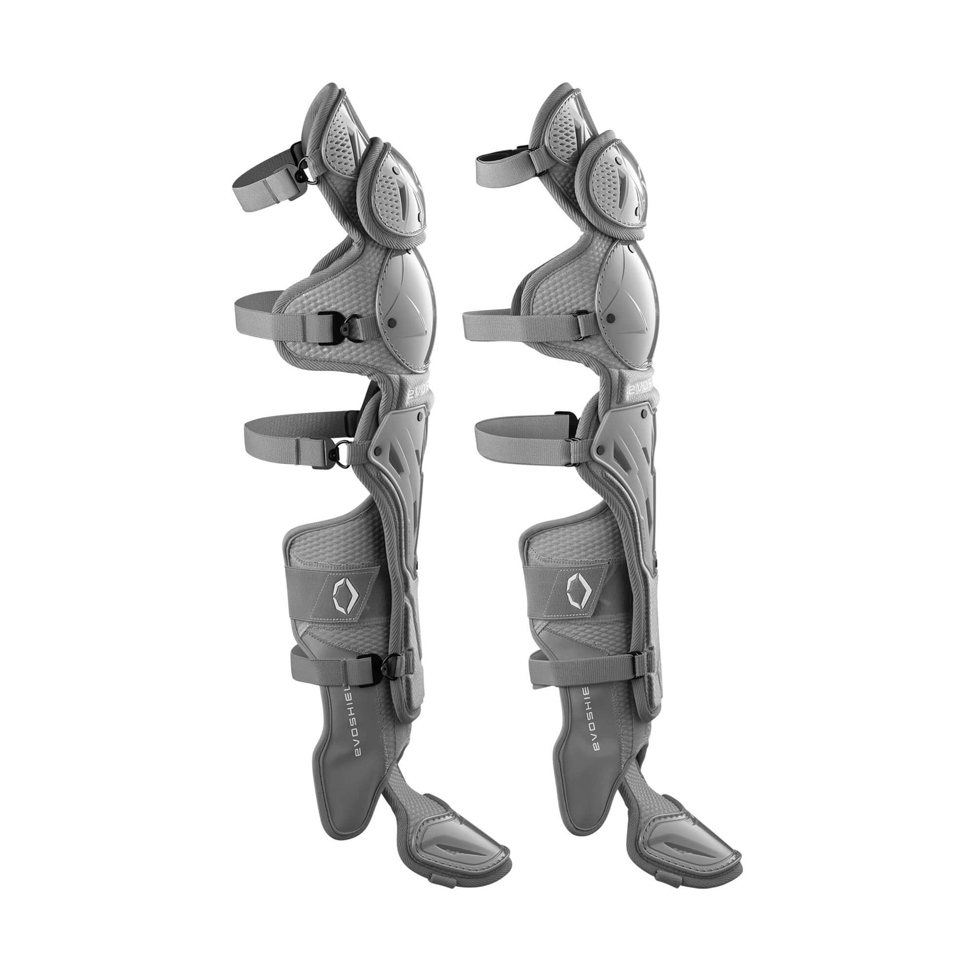 Evoshield Pro-SRZ 2.0 Baseball Leg Guards in gray for adults, featuring Gel-to-Shell technology for optimal protection.