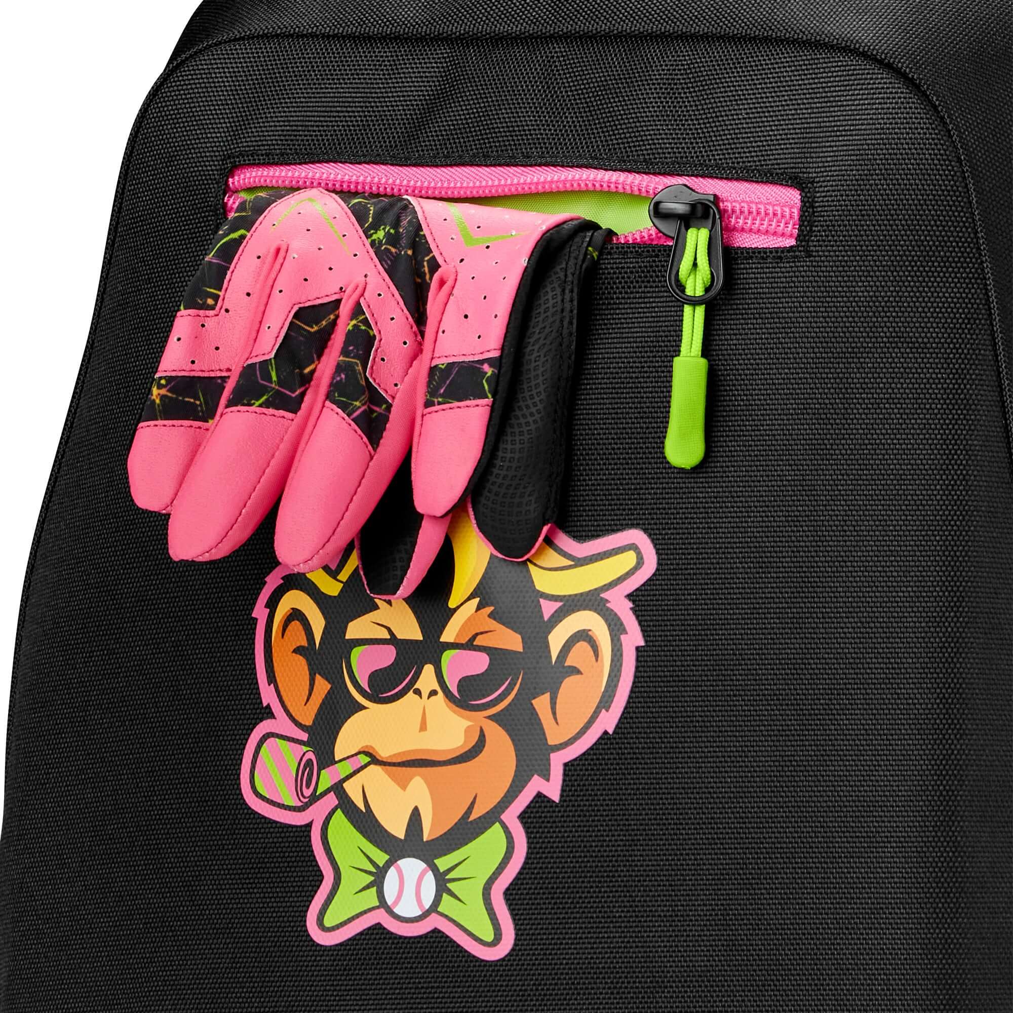 Louisville Slugger Party Animals Stick Pack pocket holding batting gloves