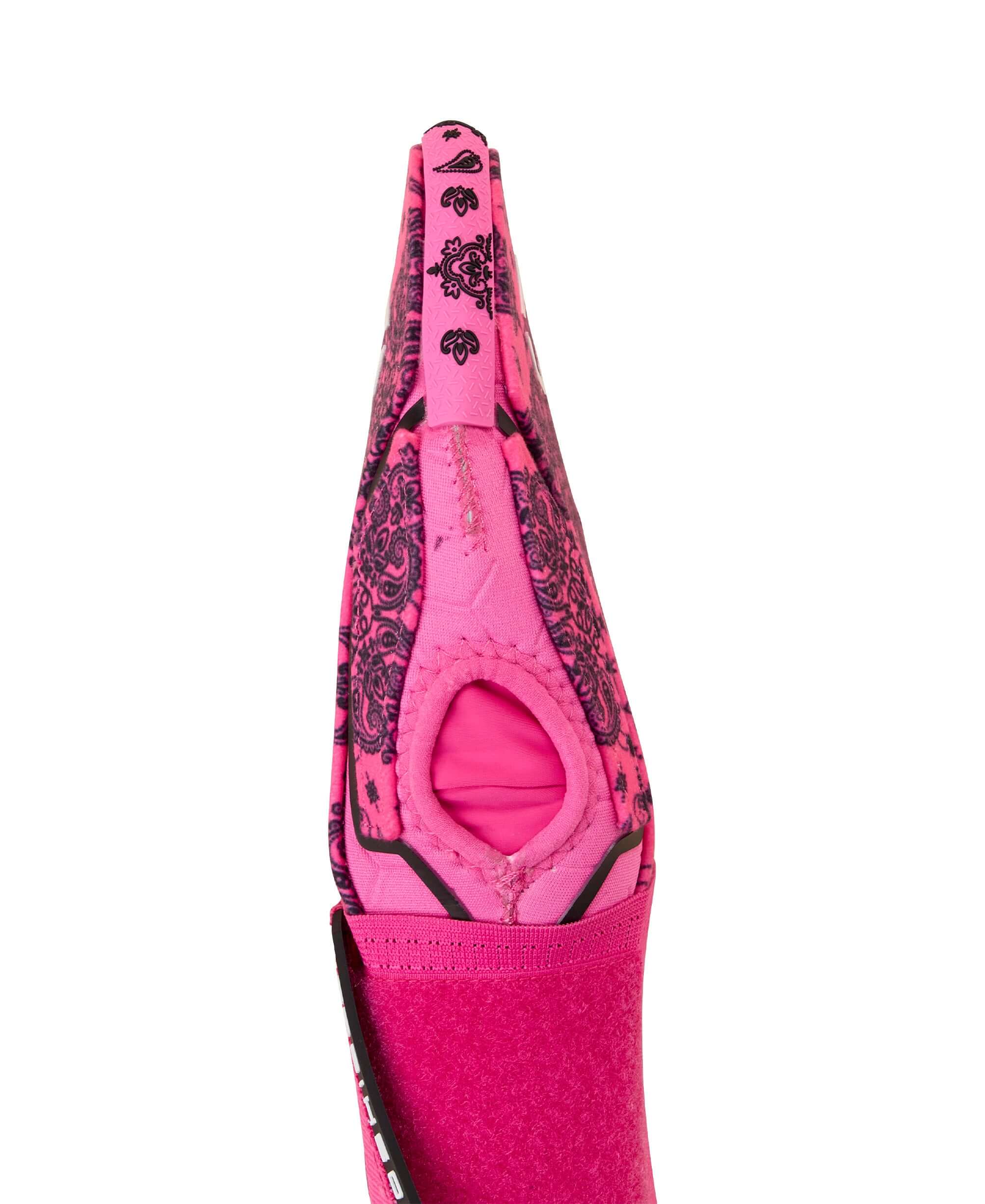Evoshield X-SRZ Paisley Sliding Mitt 2.0 in pink and black, showcasing its unique design and comfort features.