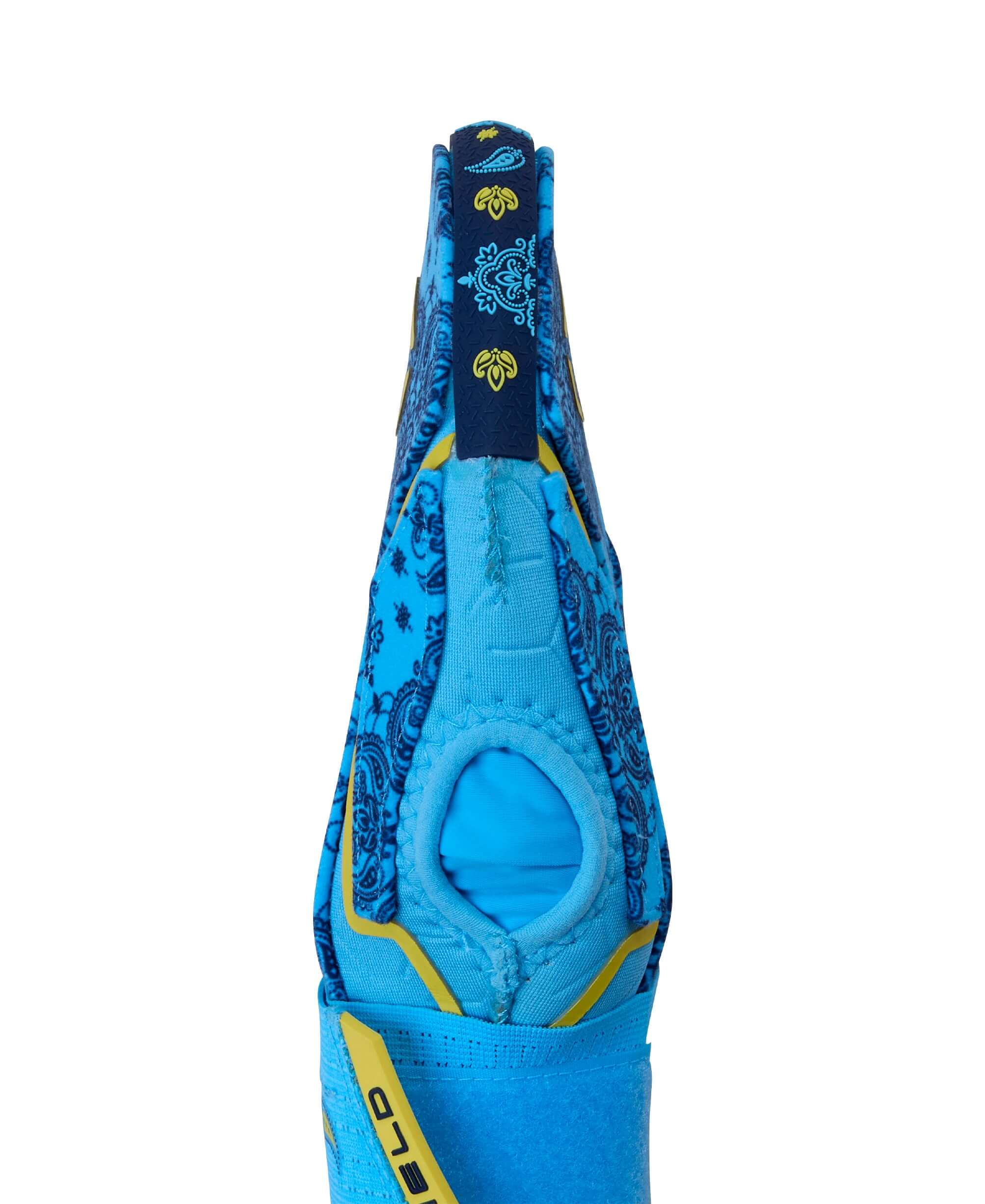 Evoshield X-SRZ Paisley Sliding Mitt 2.0 in Victory/Navy/Volt, featuring a vibrant paisley design and ergonomic fit.