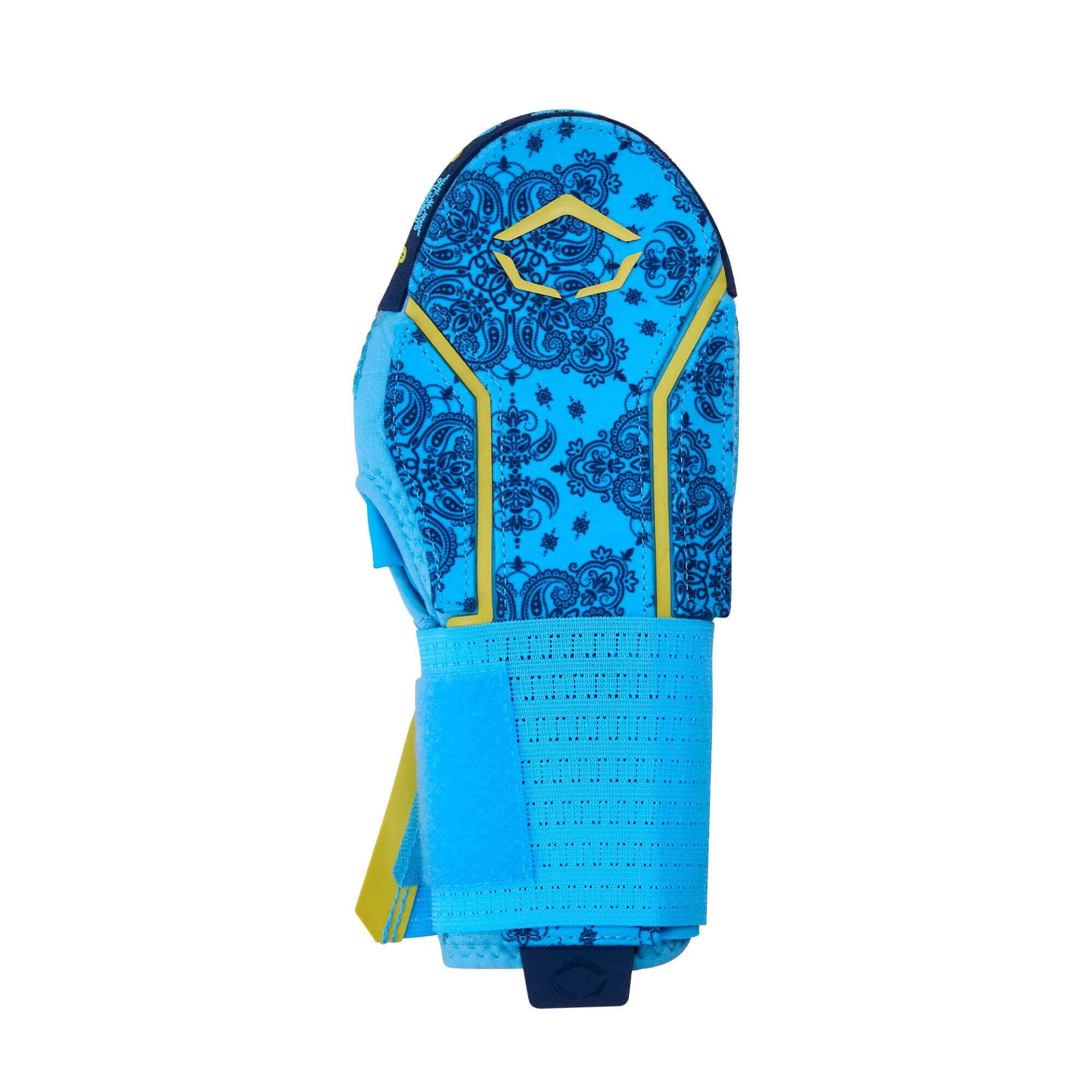 Evoshield X-SRZ Paisley Sliding Mitt 2.0 in Victory, Navy, and Volt colors with detailed paisley design.