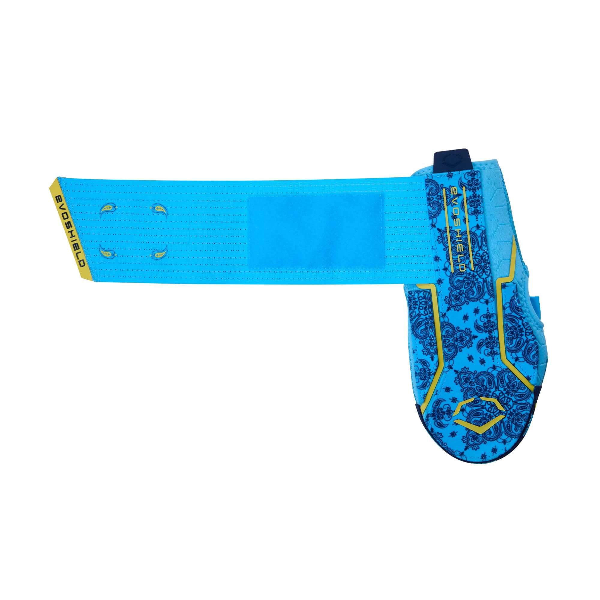 Evoshield X-SRZ Paisley Sliding Mitt 2.0 in Victory/Navy/Volt, featuring a vibrant paisley design and durable construction.