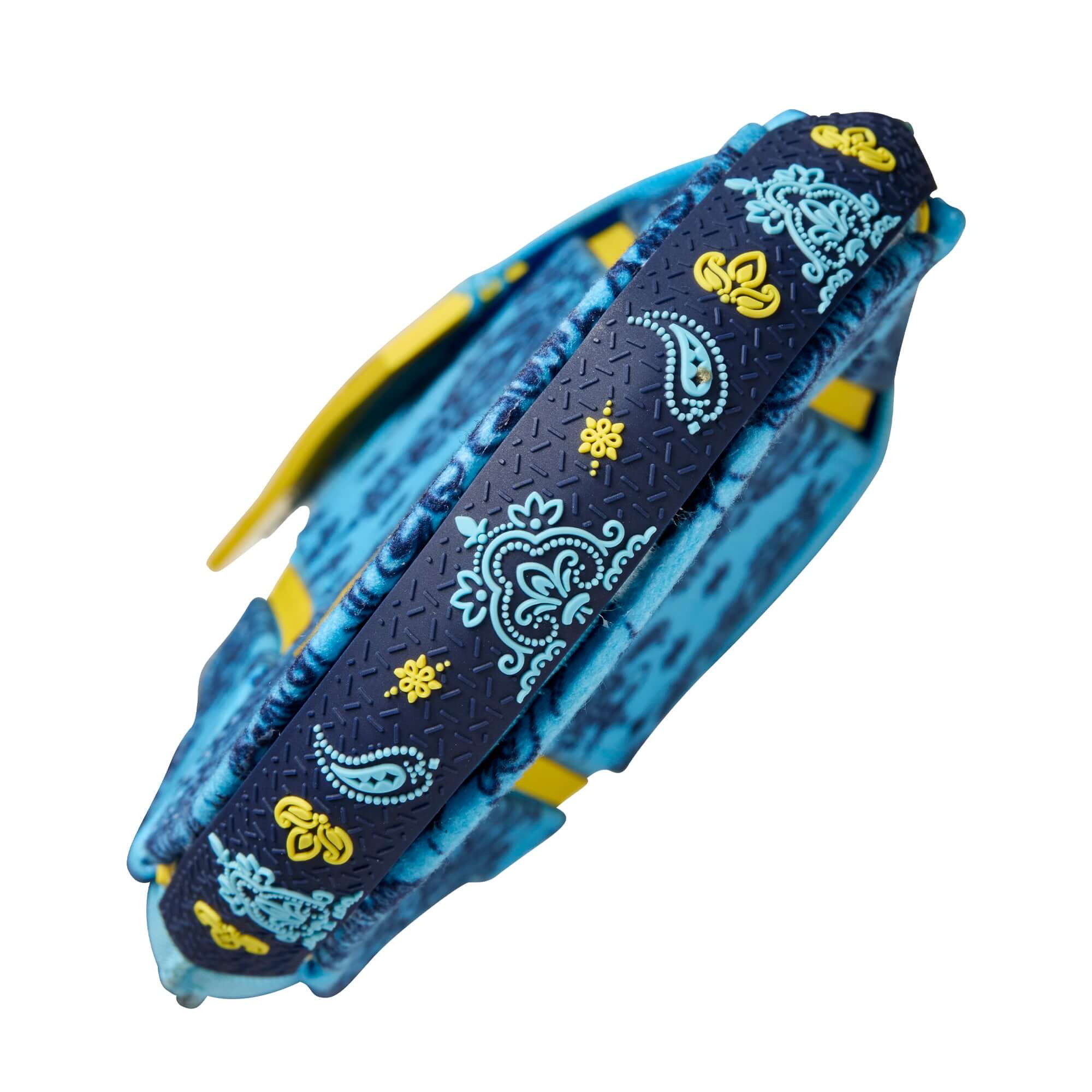 Evoshield X-SRZ Paisley Sliding Mitt 2.0 in Victory/Navy/Volt, showcasing vibrant paisley design and durable construction.