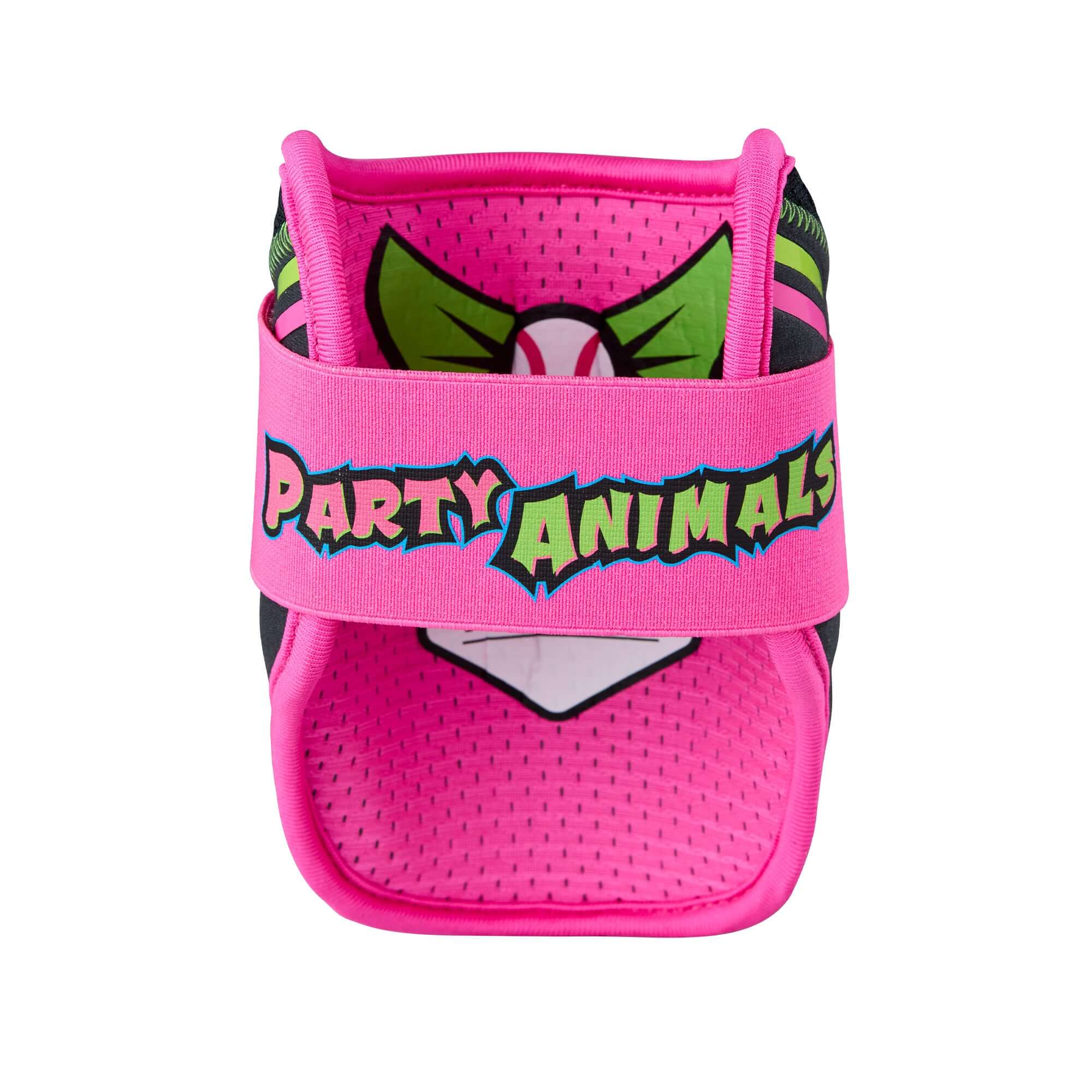 Evoshield X-SRZ Party Animals Elbow Guard in black and pink with vibrant design celebrating Banana Ball.