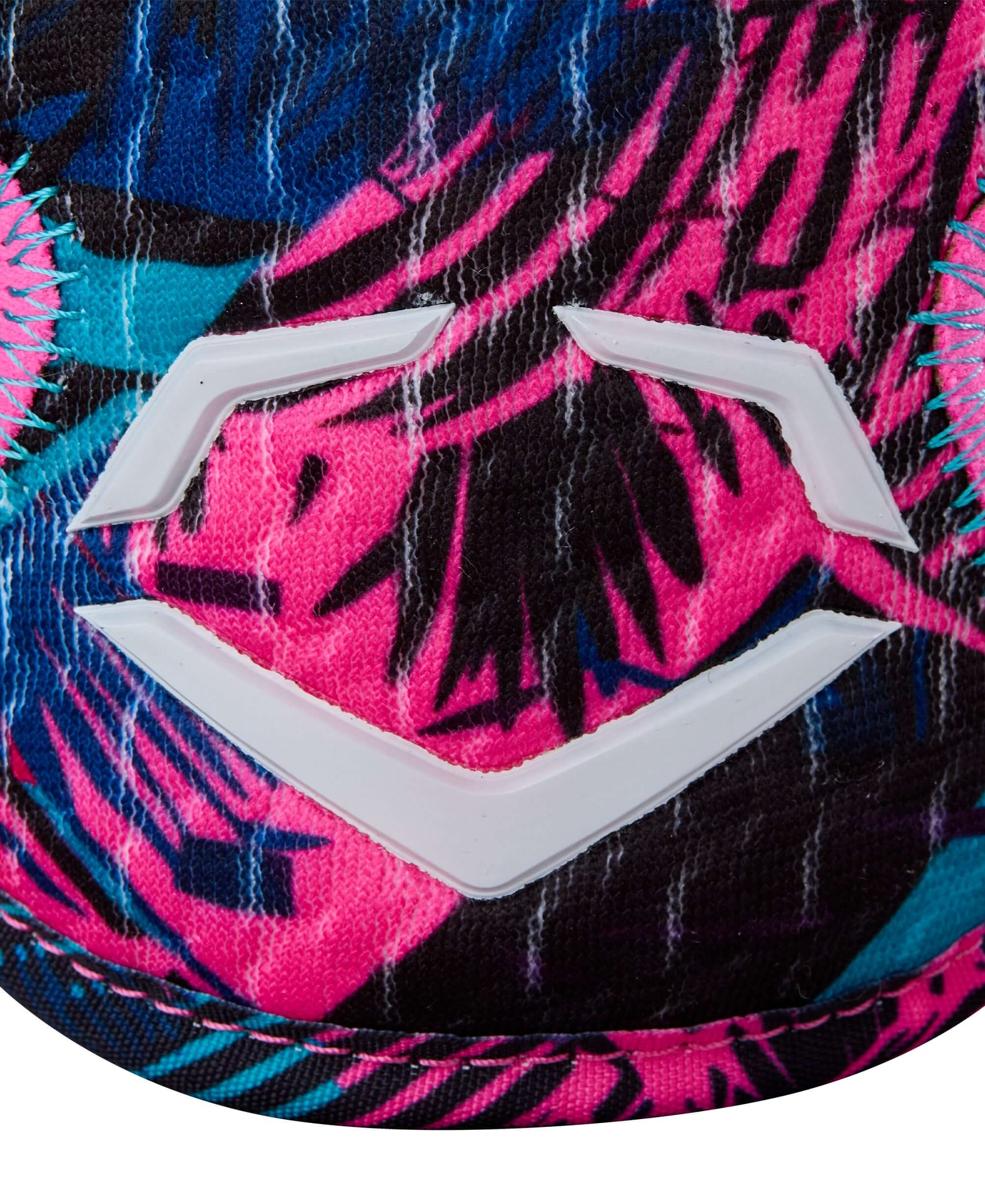 Logo view of Evoshield X-SRZ Miami Vice Elbow Guard in Black/Pink/Victory