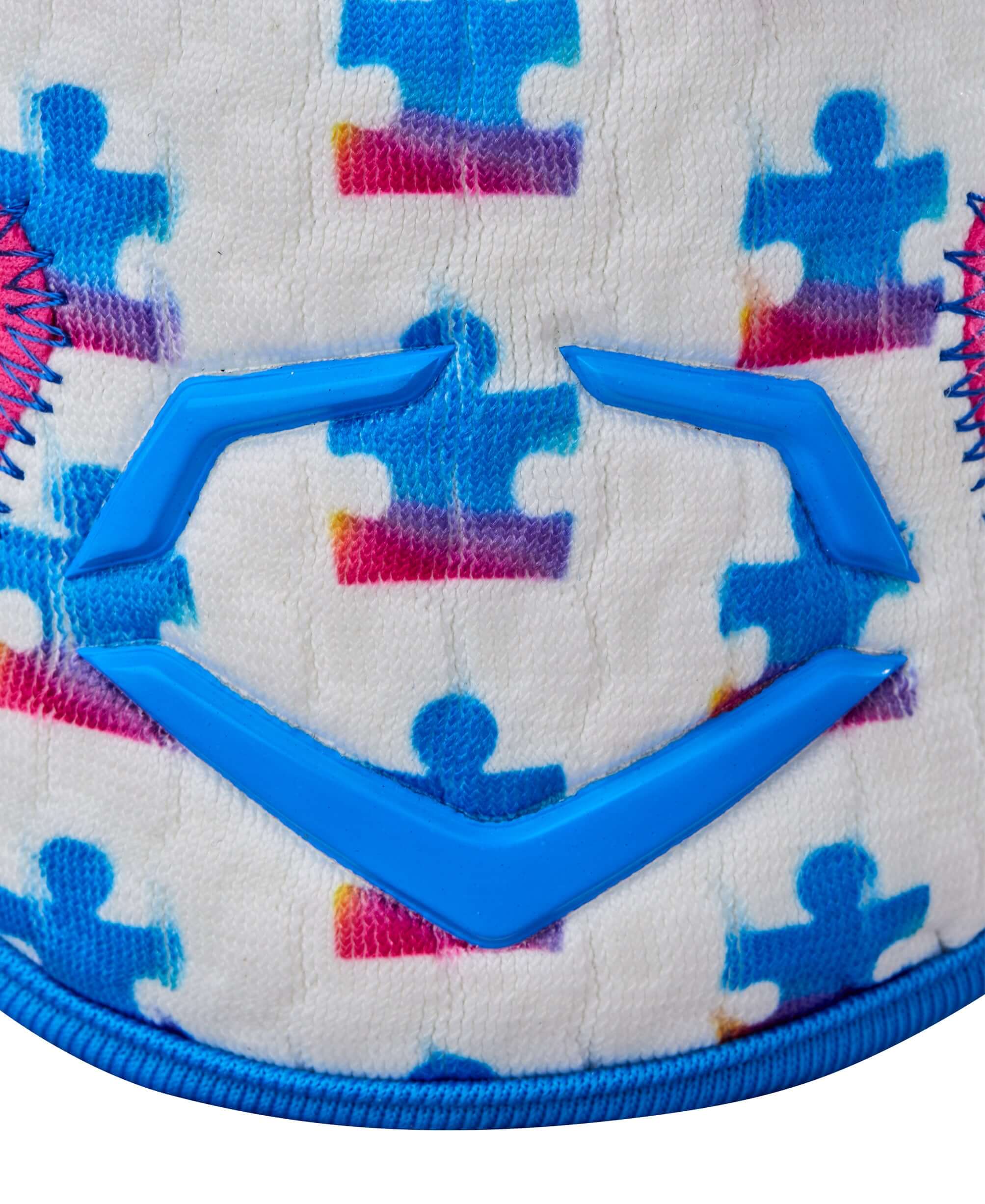 Autism Speaks logo on Evoshield X-SRZ Love the Moment Elbow Guard highlighting support for acceptance and inclusion.