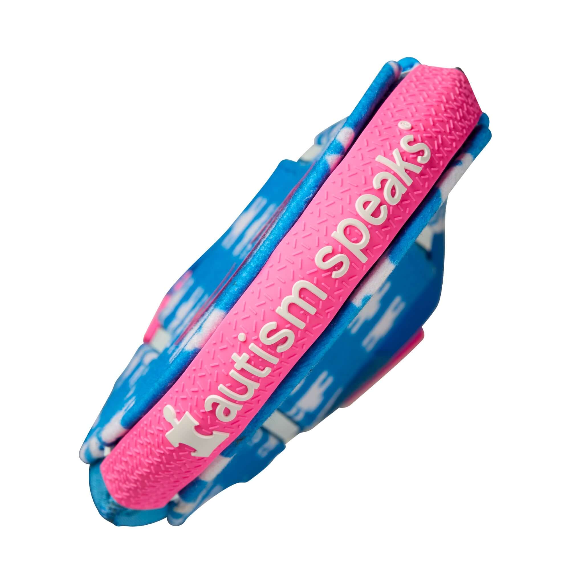 Evoshield X-SRZ Love the Moment Sliding Mitt with Autism Speaks branding and blue elastic strap.