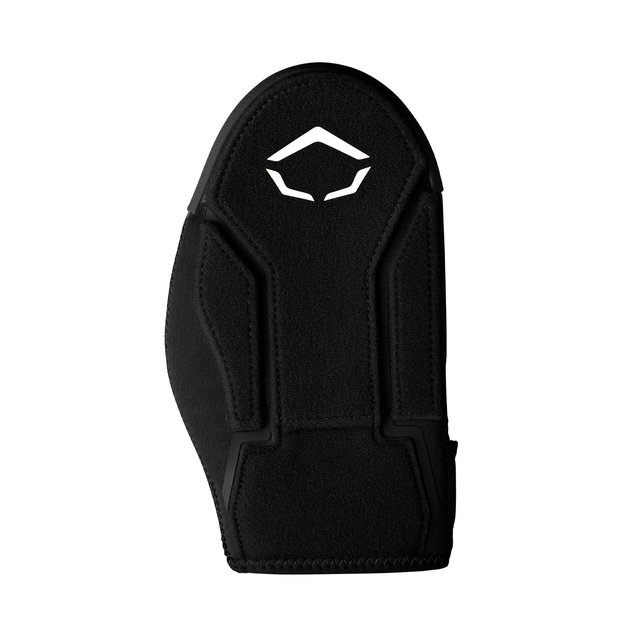 Top view of black Evoshield Shorty Sliding Mitt 2.0 showing protective padding and logo.