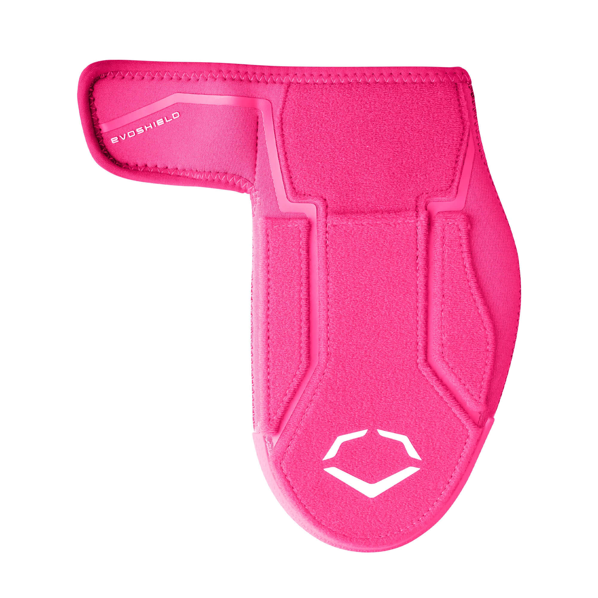 Evoshield Shorty Sliding Mitt 2.0 top view in bright pink with logo and adjustable wrist strap.