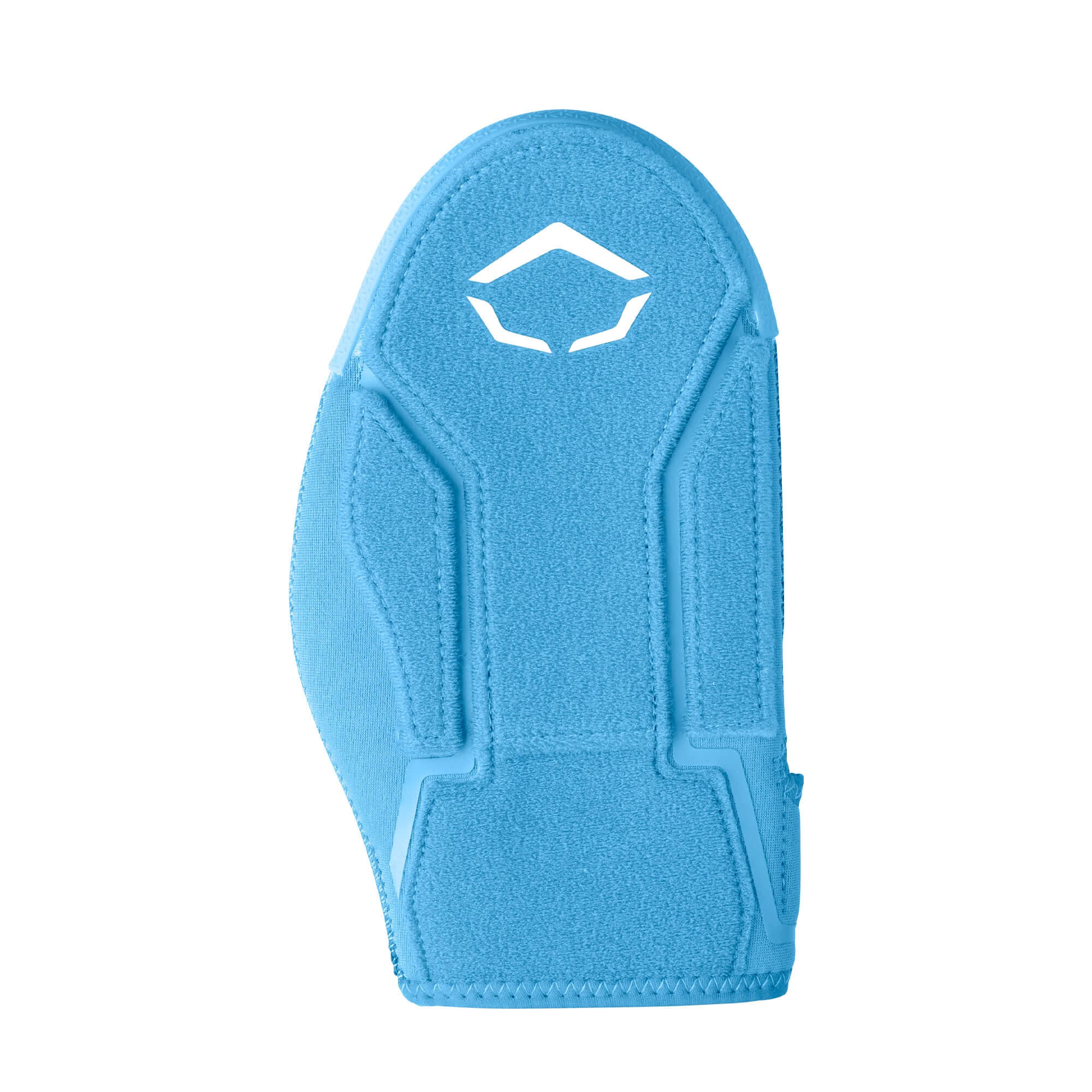 Top view of a blue Evoshield Shorty Sliding Mitt 2.0 showing protective padding and logo.