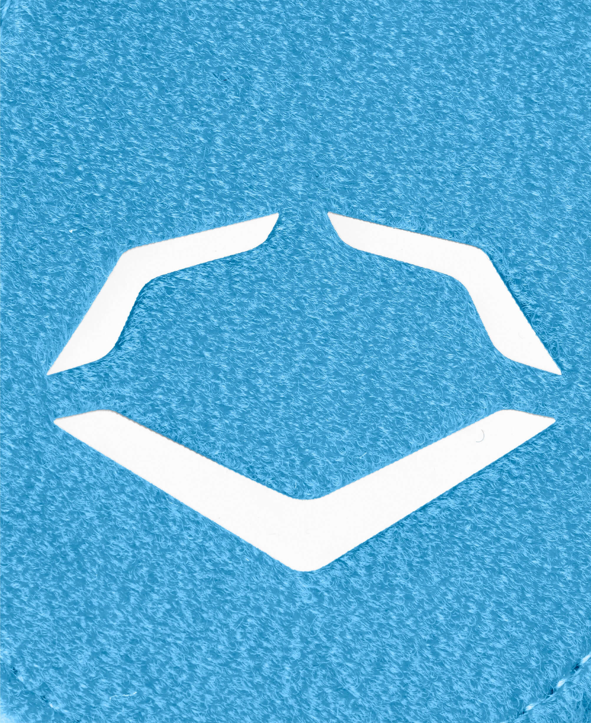 Close-up of EvoShield logo on blue fabric of Shorty Sliding Mitt 2.0
