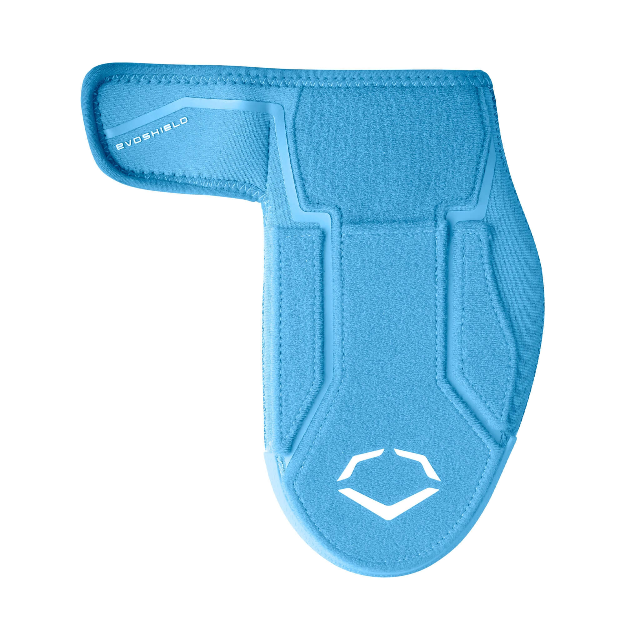 Evoshield Shorty Sliding Mitt 2.0 top view showing blue color, protective plates, and logo emblem.