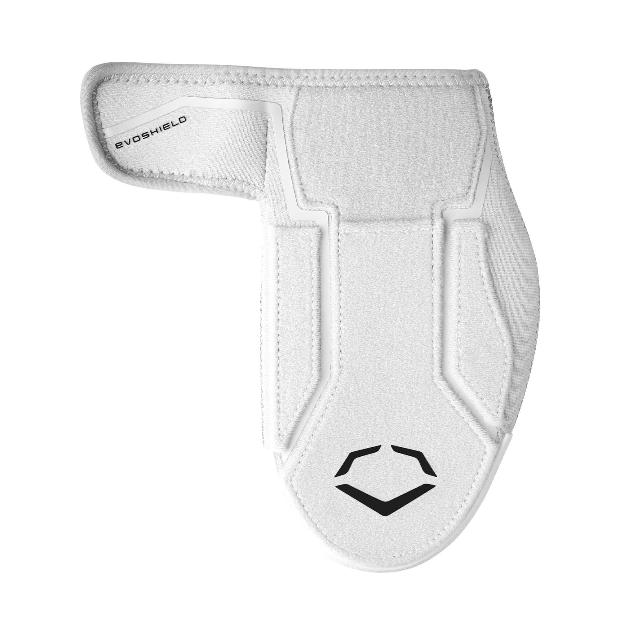 Evoshield Shorty Sliding Mitt 2.0 top view in white with black logo and protective padding.