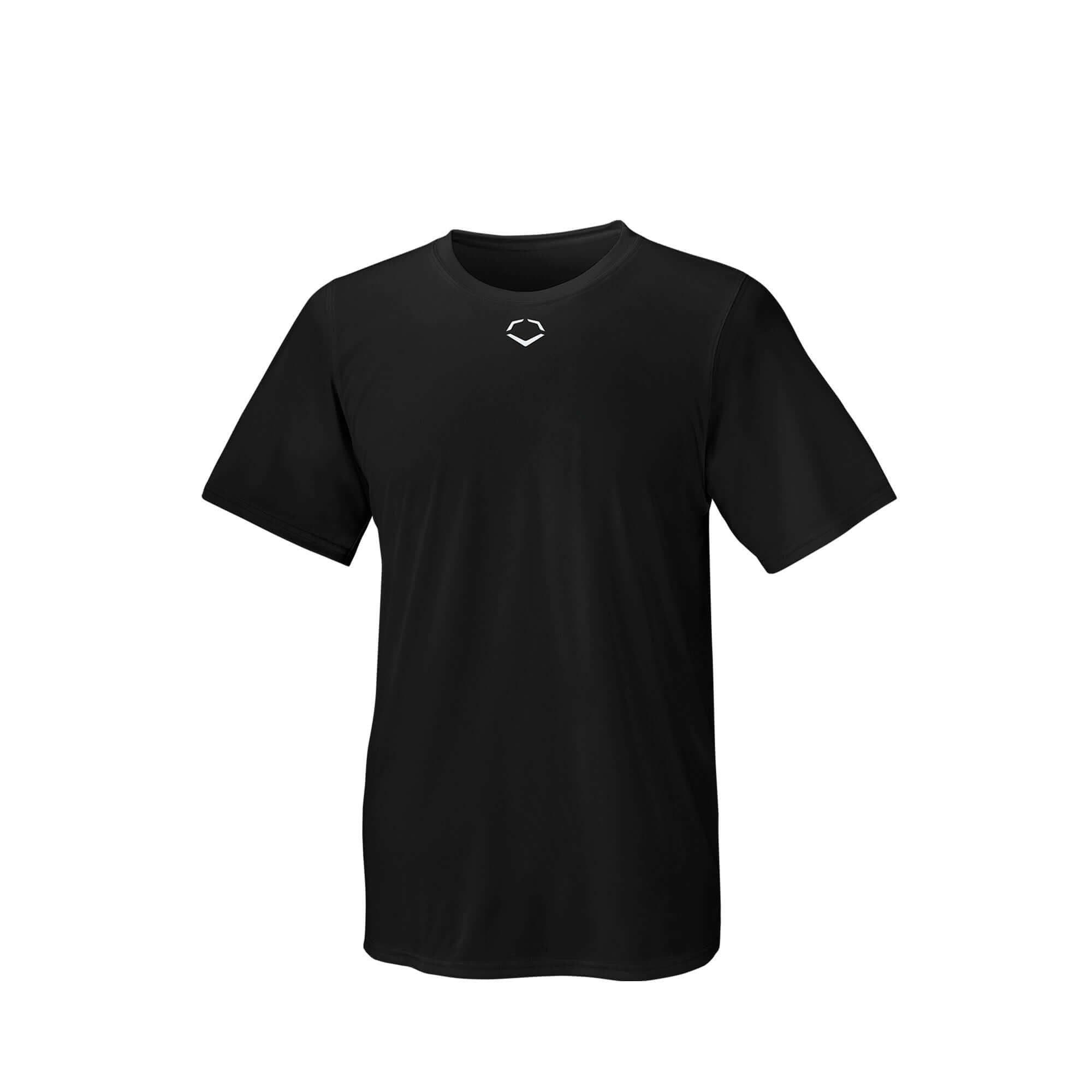 Evoshield Adult E306 Tech Tee Black crew neck, moisture-wicking, antimicrobial fabric.