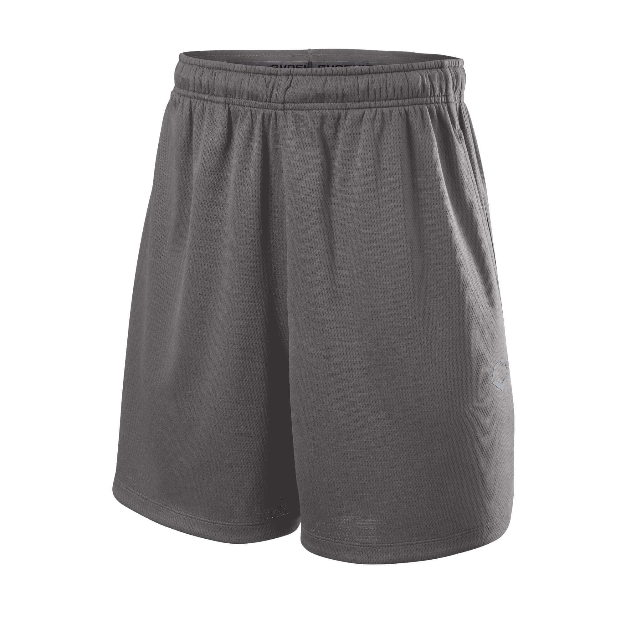 Evoshield Men's Pro Team Training Short 2.0 in Charcoal, lightweight and breathable for workouts and practice.