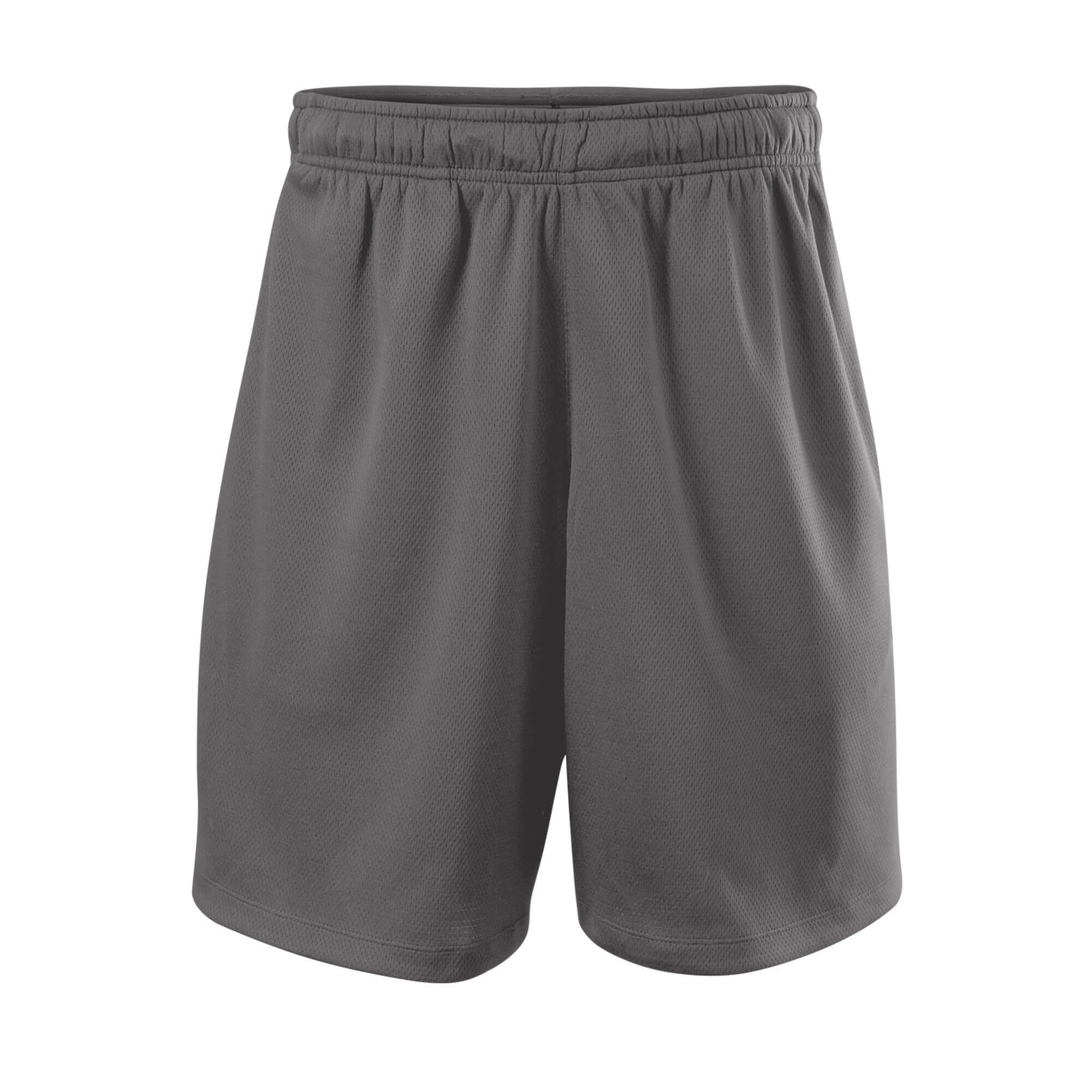 Evoshield Men's Pro Team Training Short 2.0 in charcoal, lightweight polyester with adjustable waistband and side pockets.