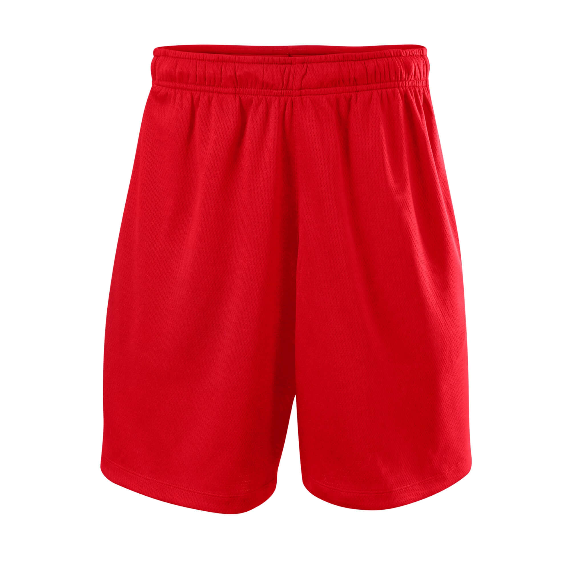 Evoshield Men's Pro Team Training Short 2.0 in scarlet red, lightweight 100% polyester fabric for workouts and practice.